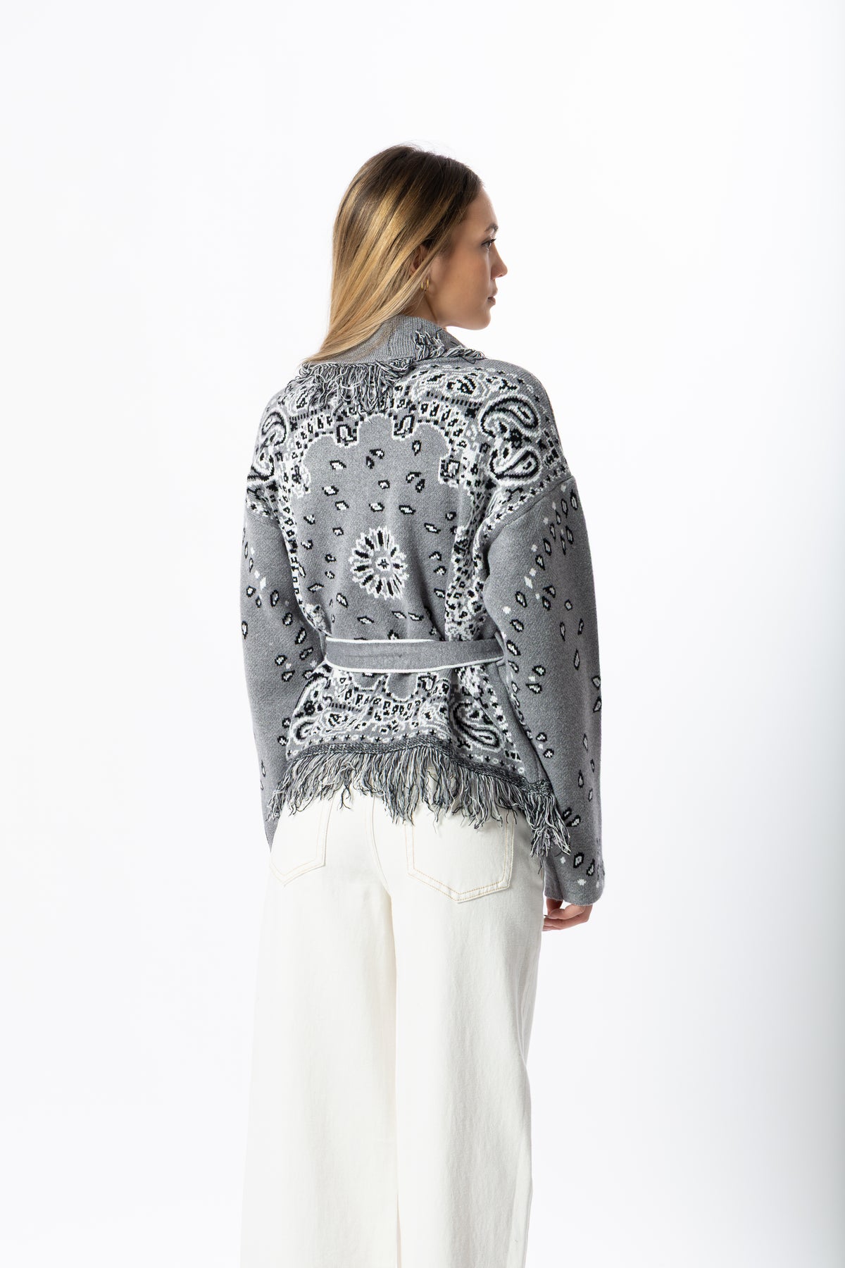 Cardigan bandana corto grigio