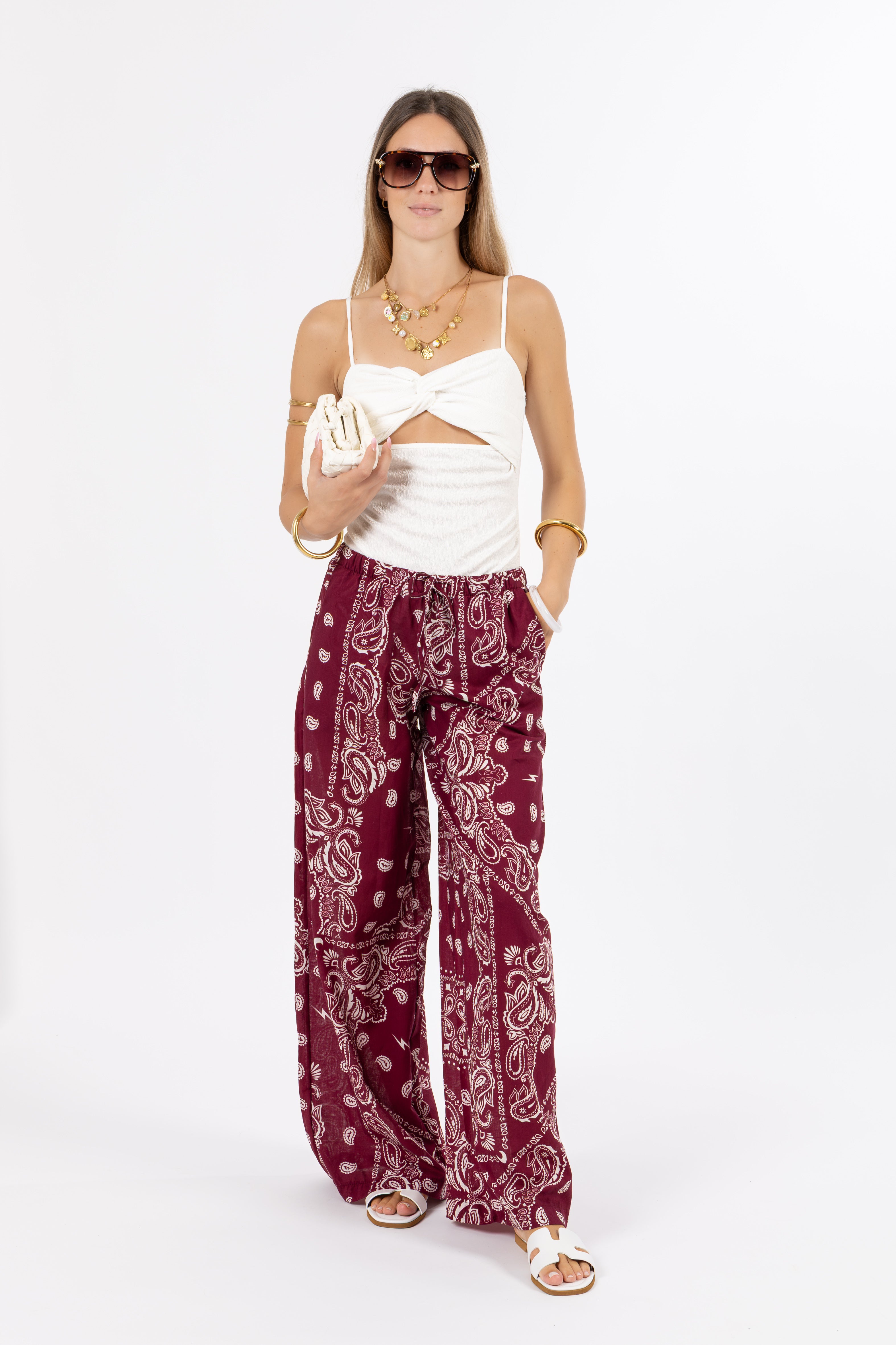 Pantalone bandana bordeaux