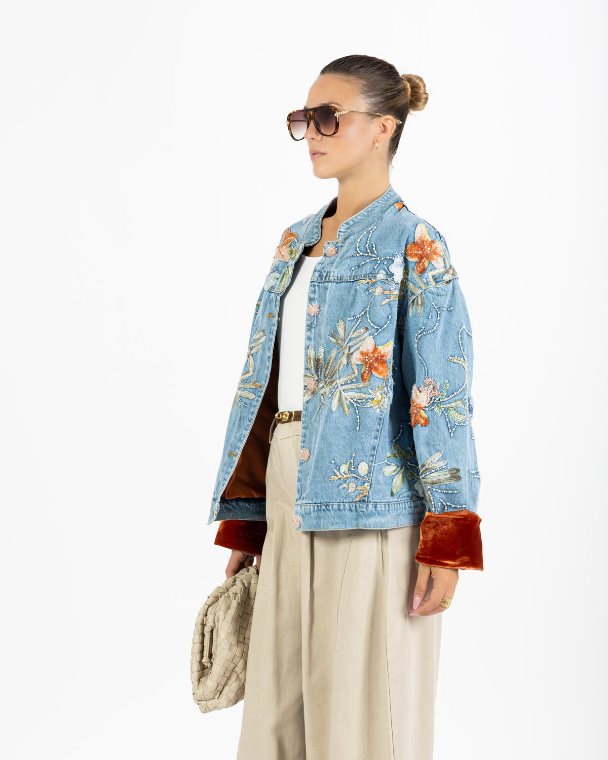 Giacca denim Sofia con strass