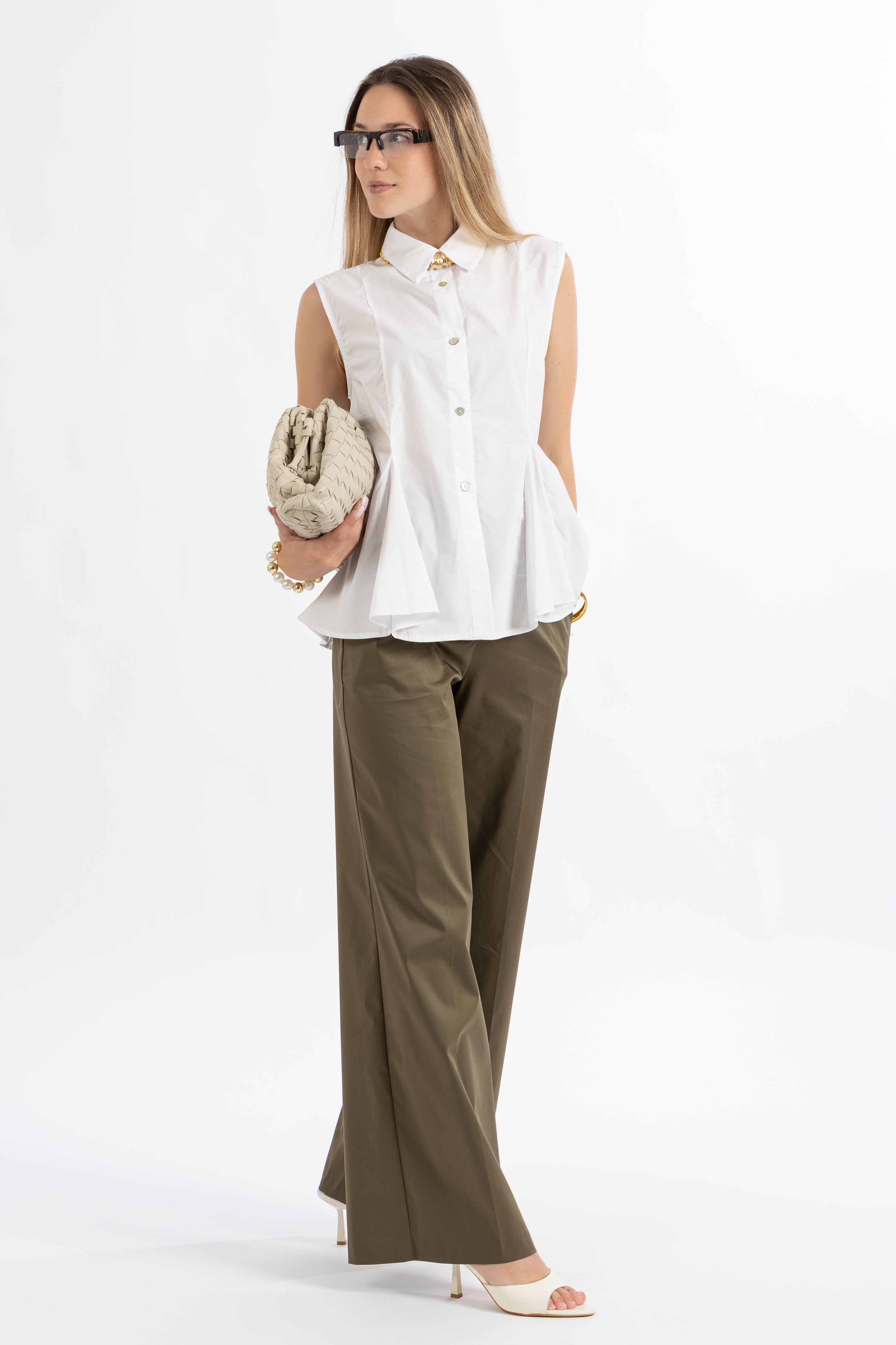 Pantalone verde popeline