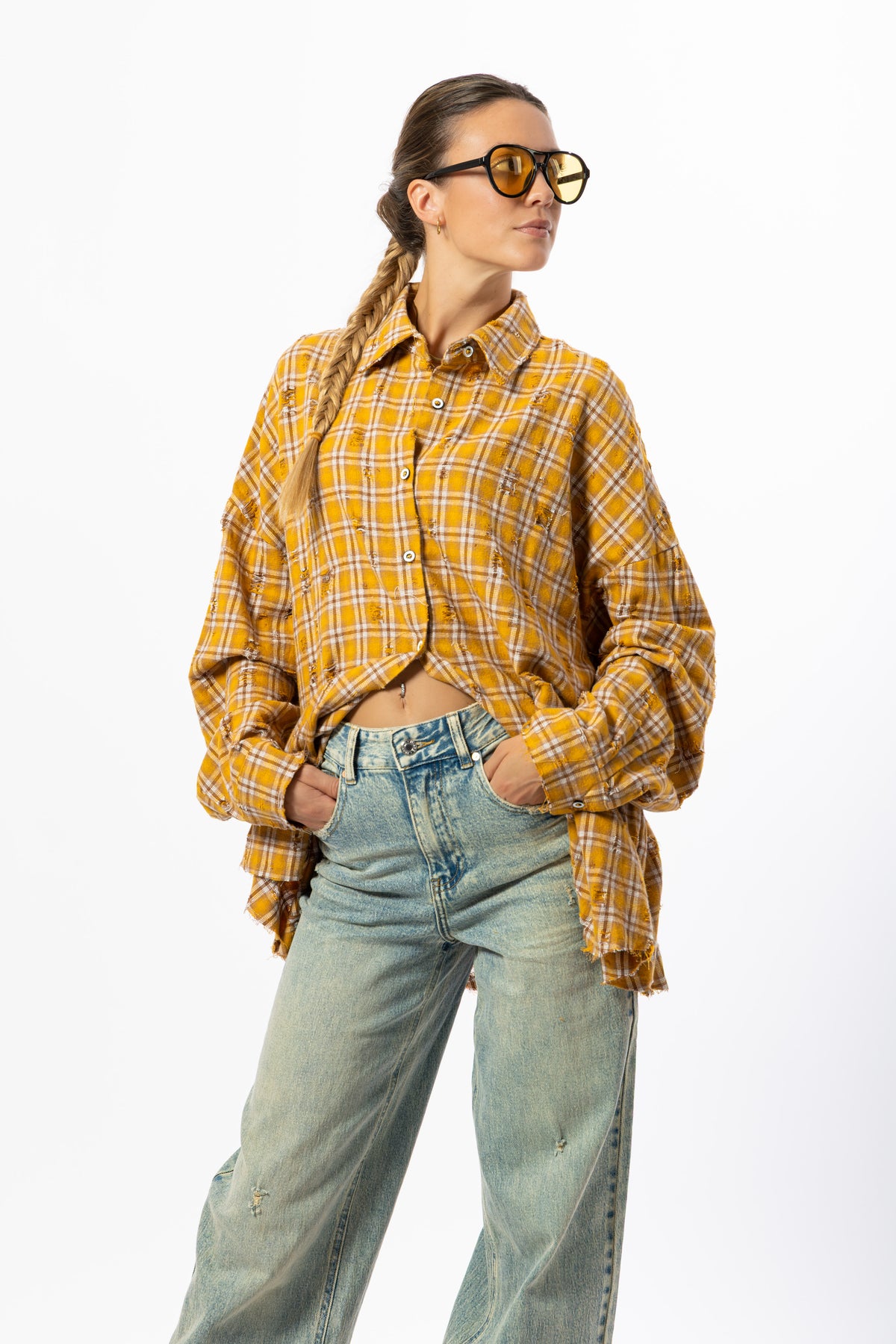 Camicia tartan senape