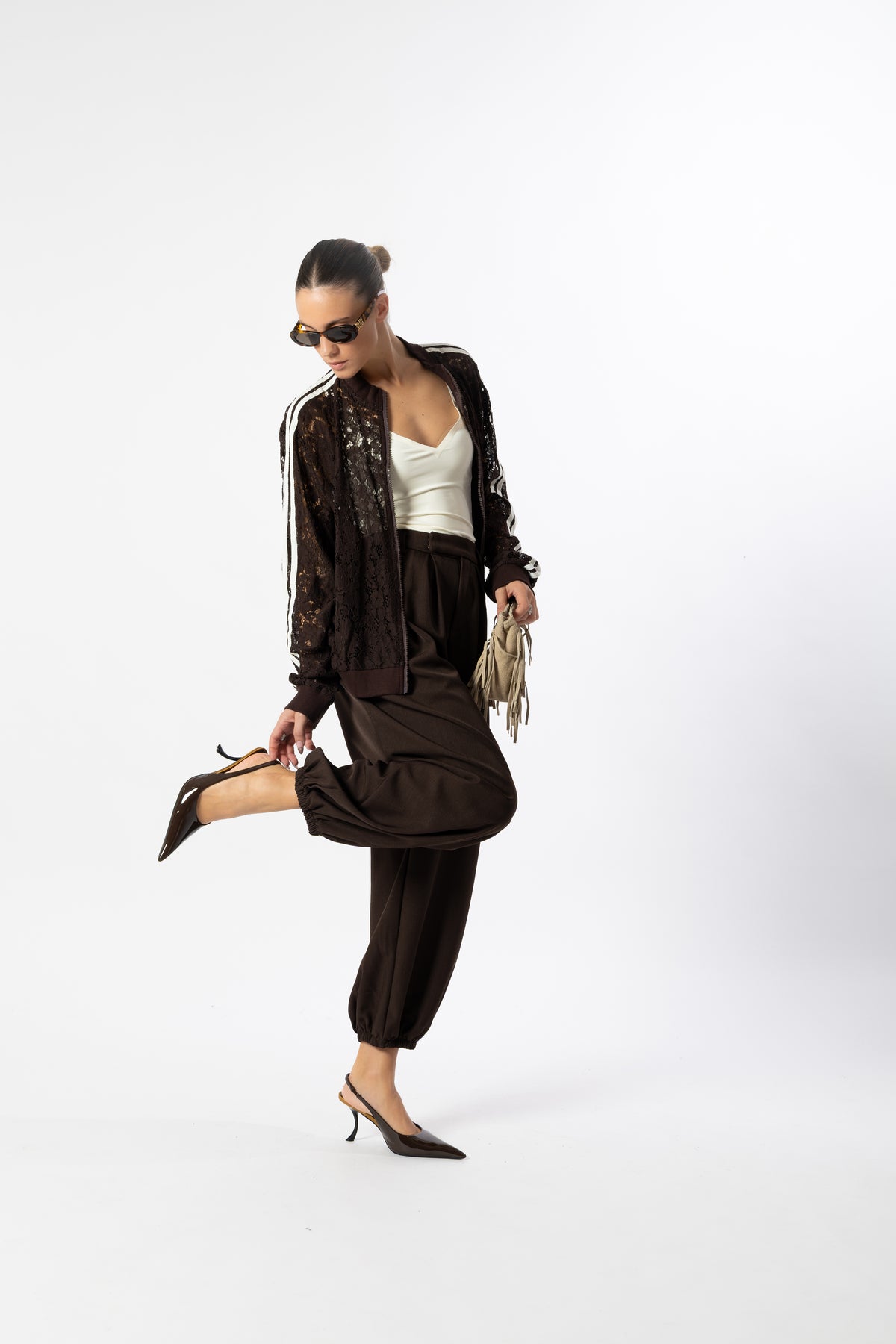 Pantalone balloon marrone