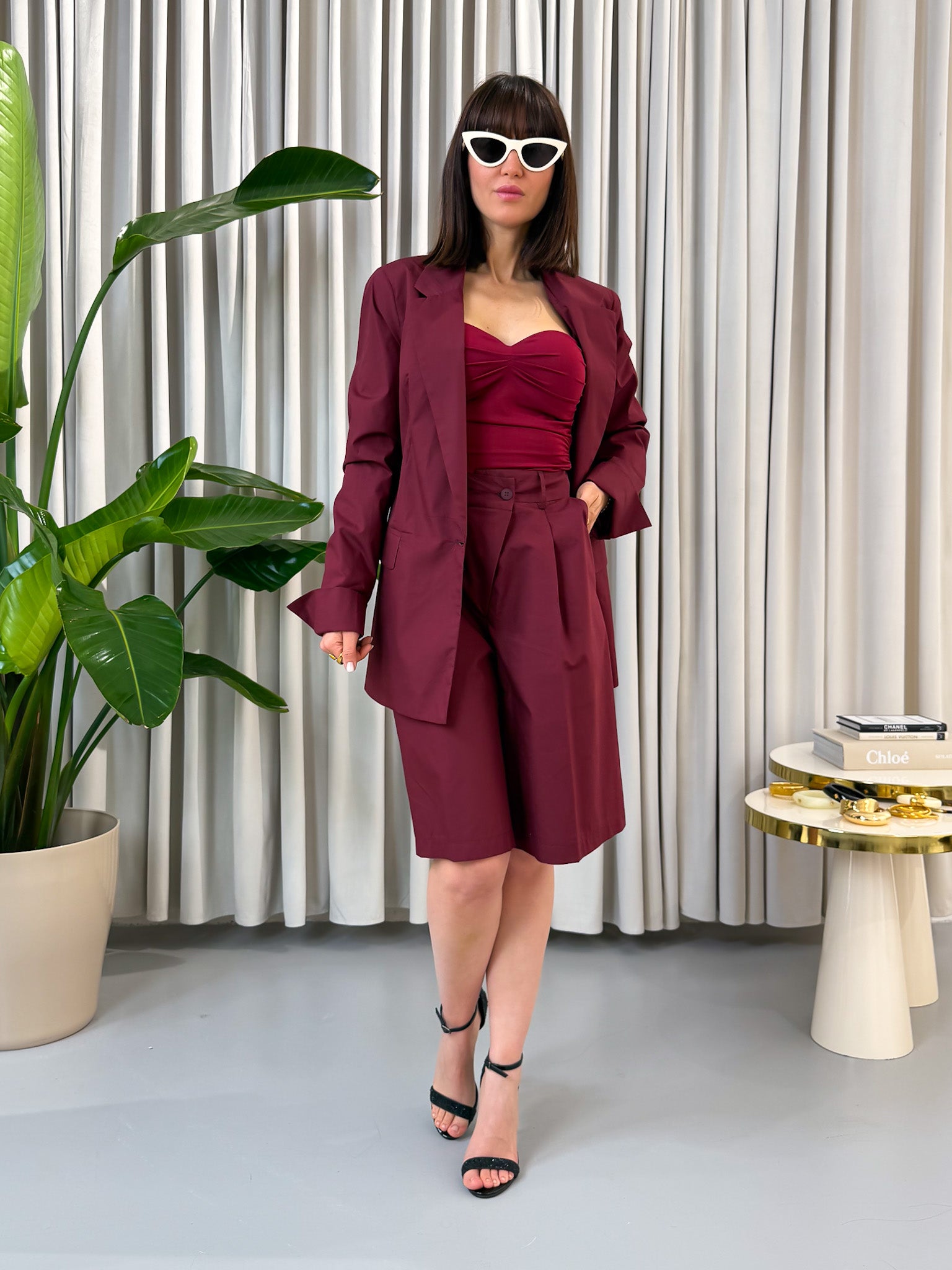 Blazer in cotone bordeaux