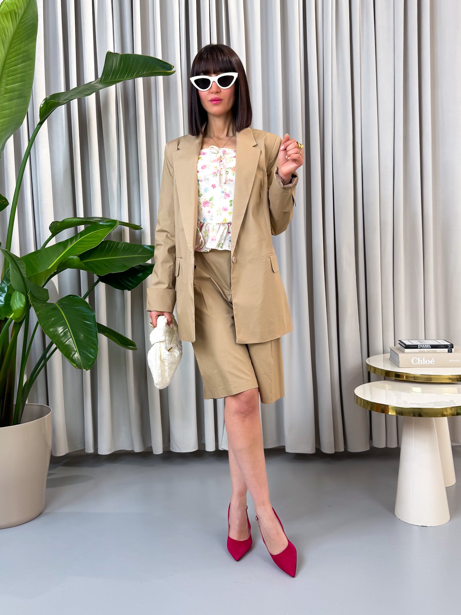 Blazer in cotone beige