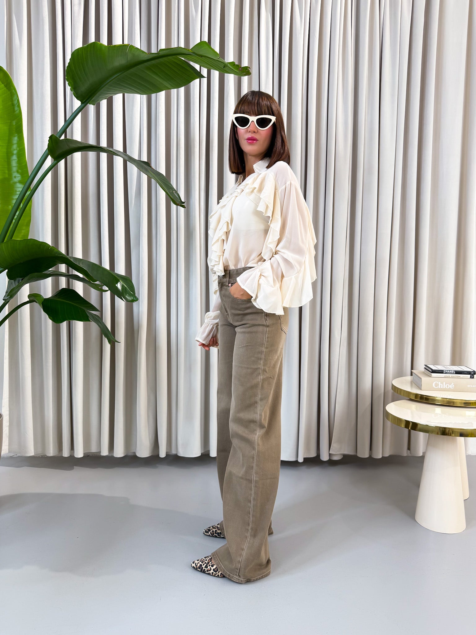 Jeans wide leg caramel