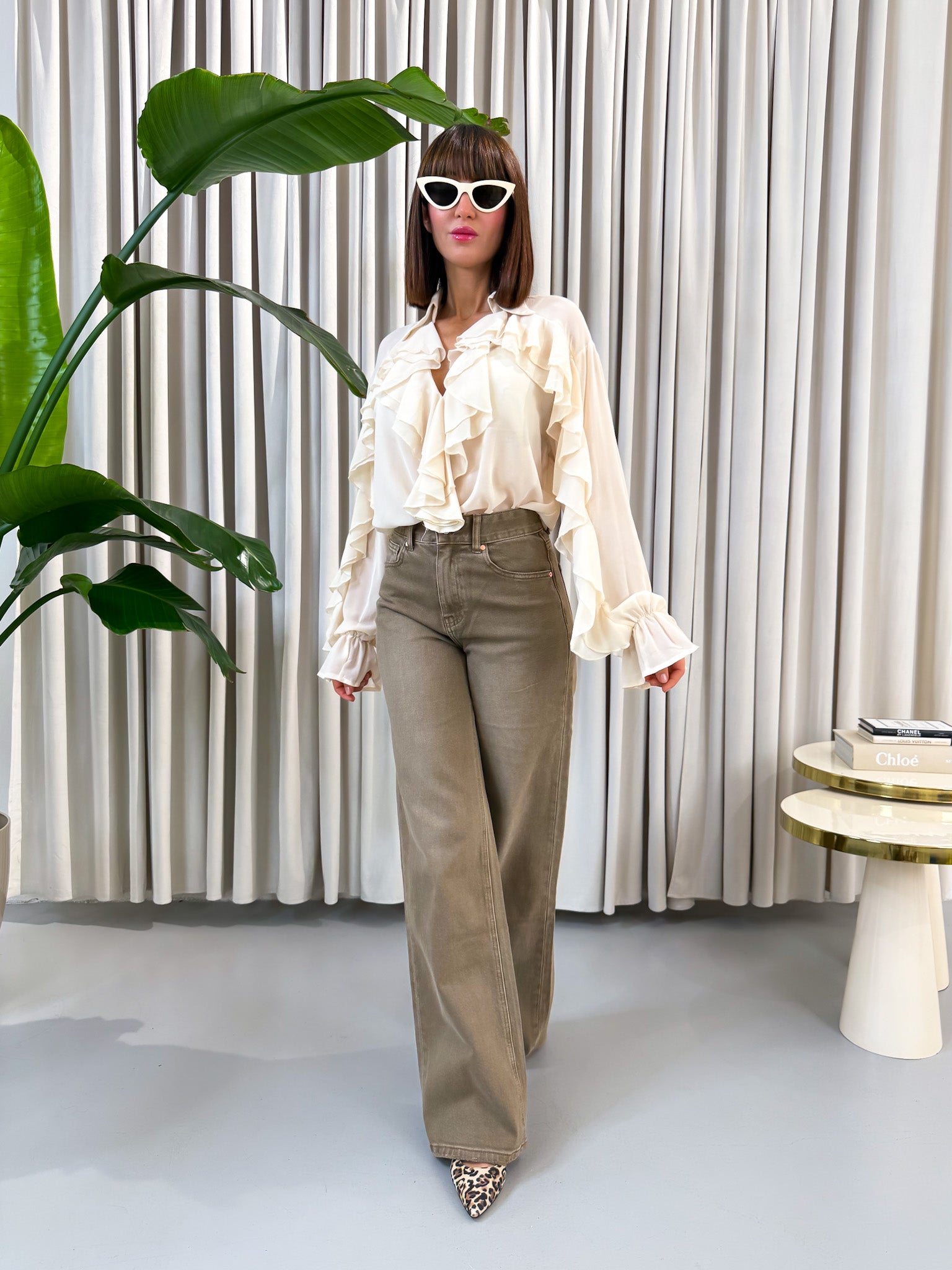 Jeans wide leg caramel