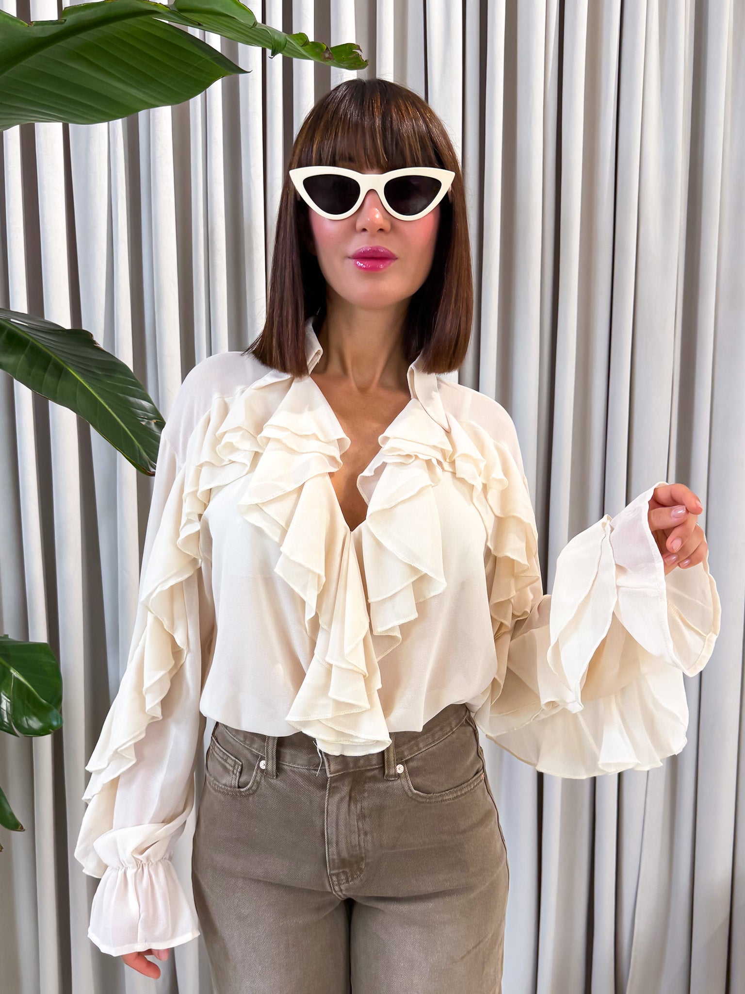 Camicia con rouches