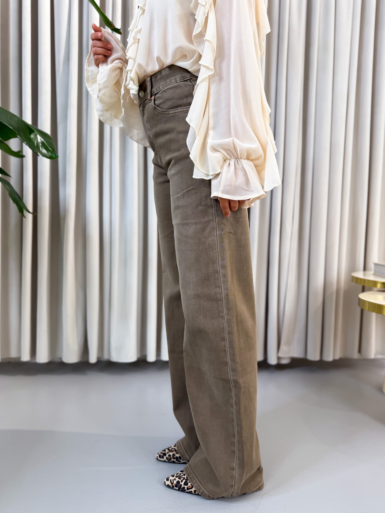Jeans wide leg caramel