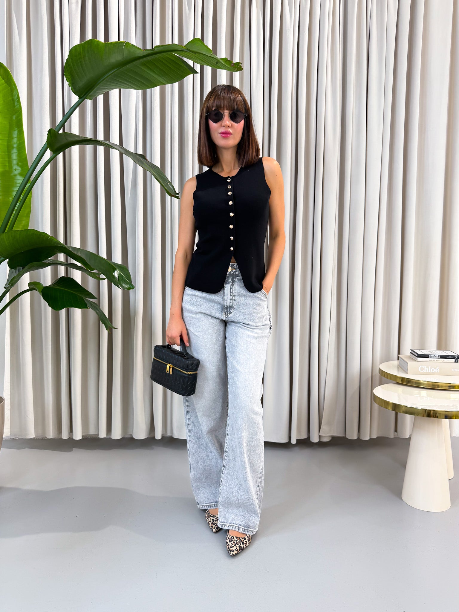 Gilet nero in maglia