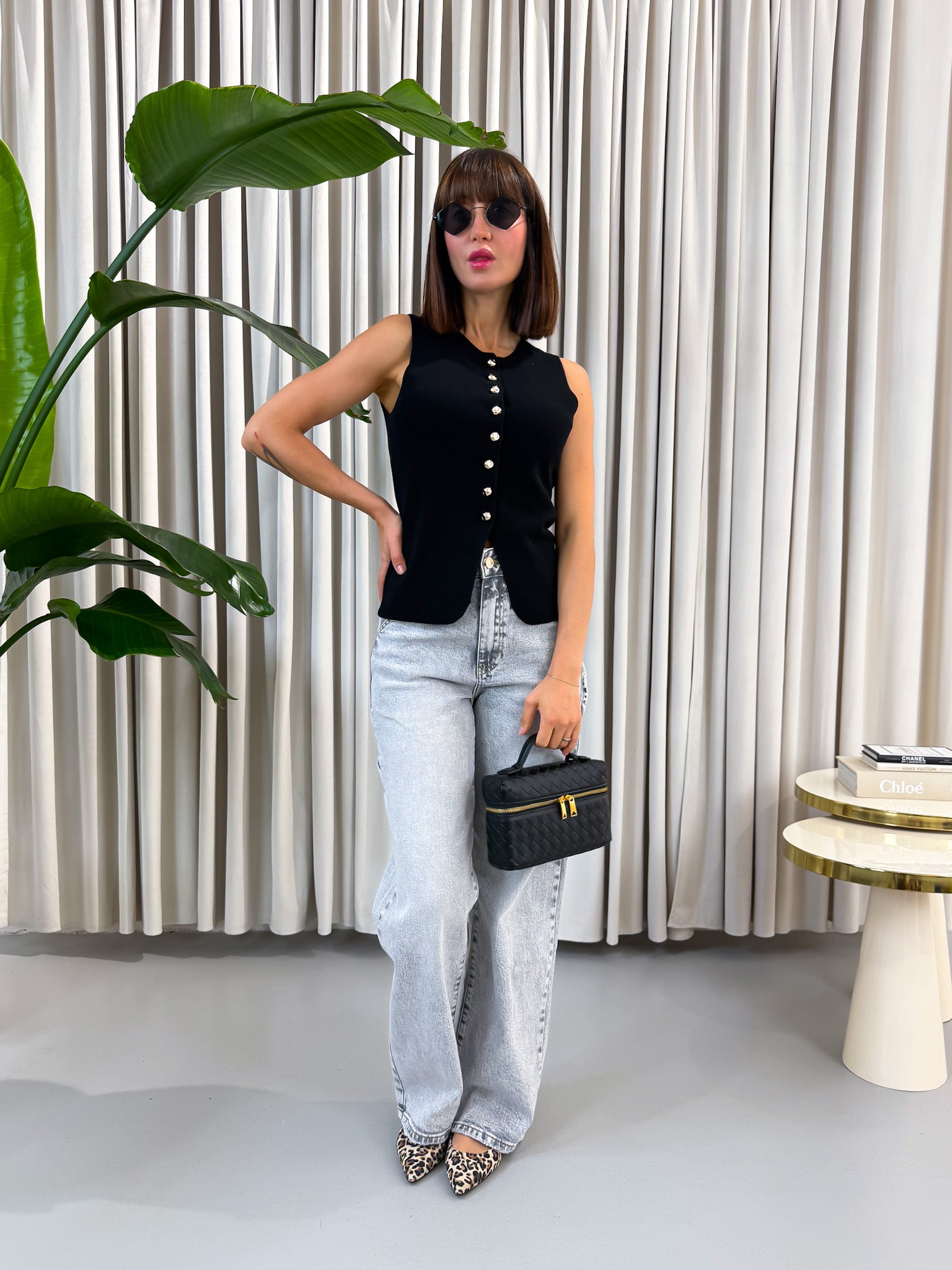 Gilet nero in maglia