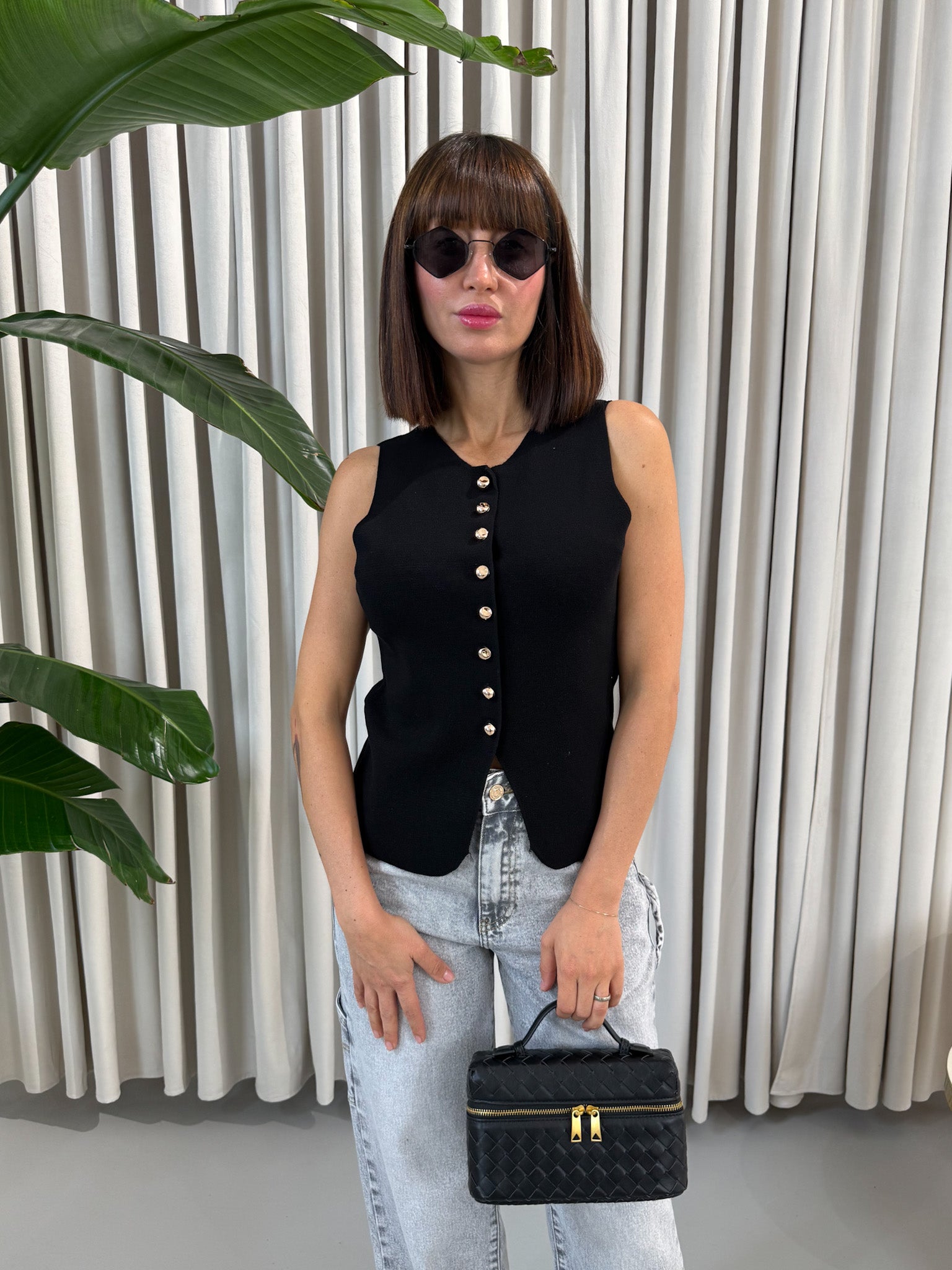 Gilet nero in maglia