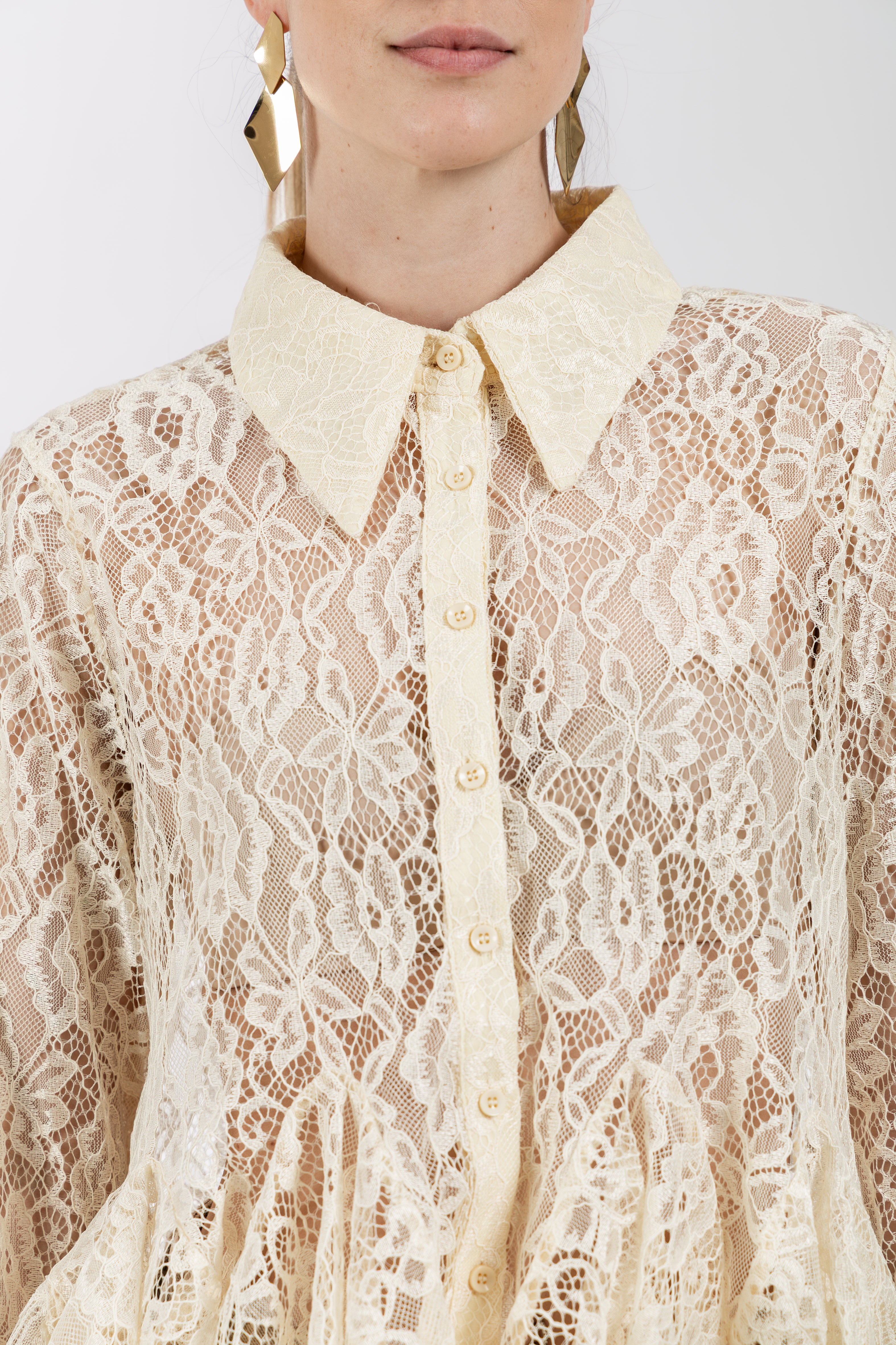 Camicia pizzo giallo burro