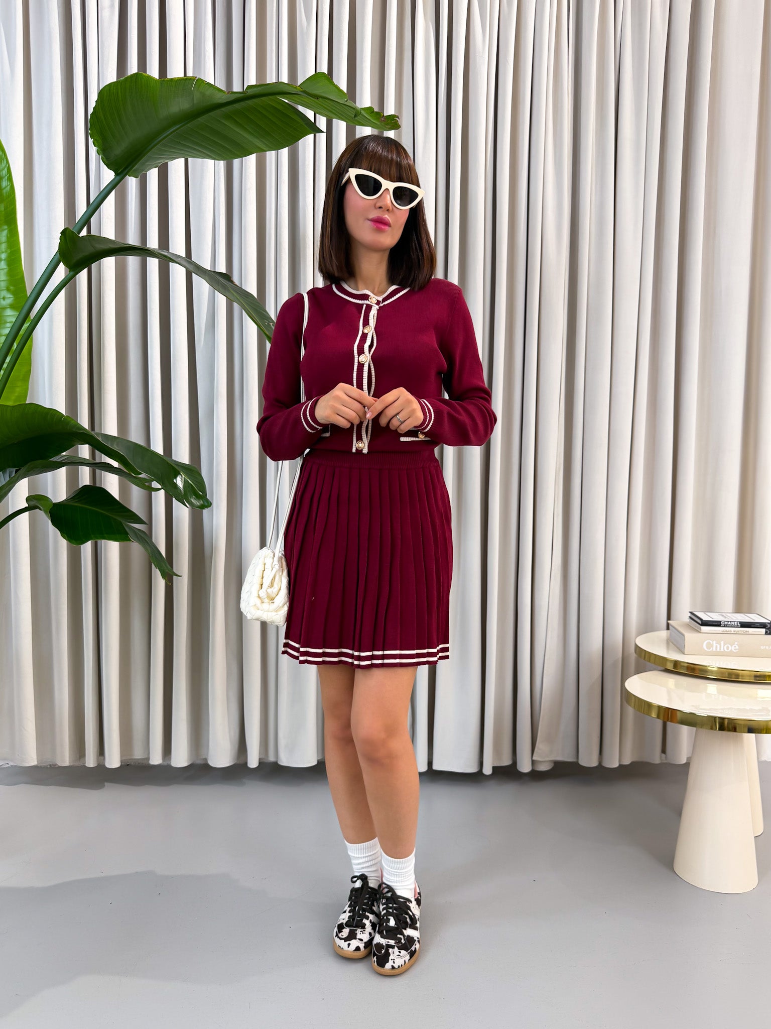 Coordinato bordeaux in maglia