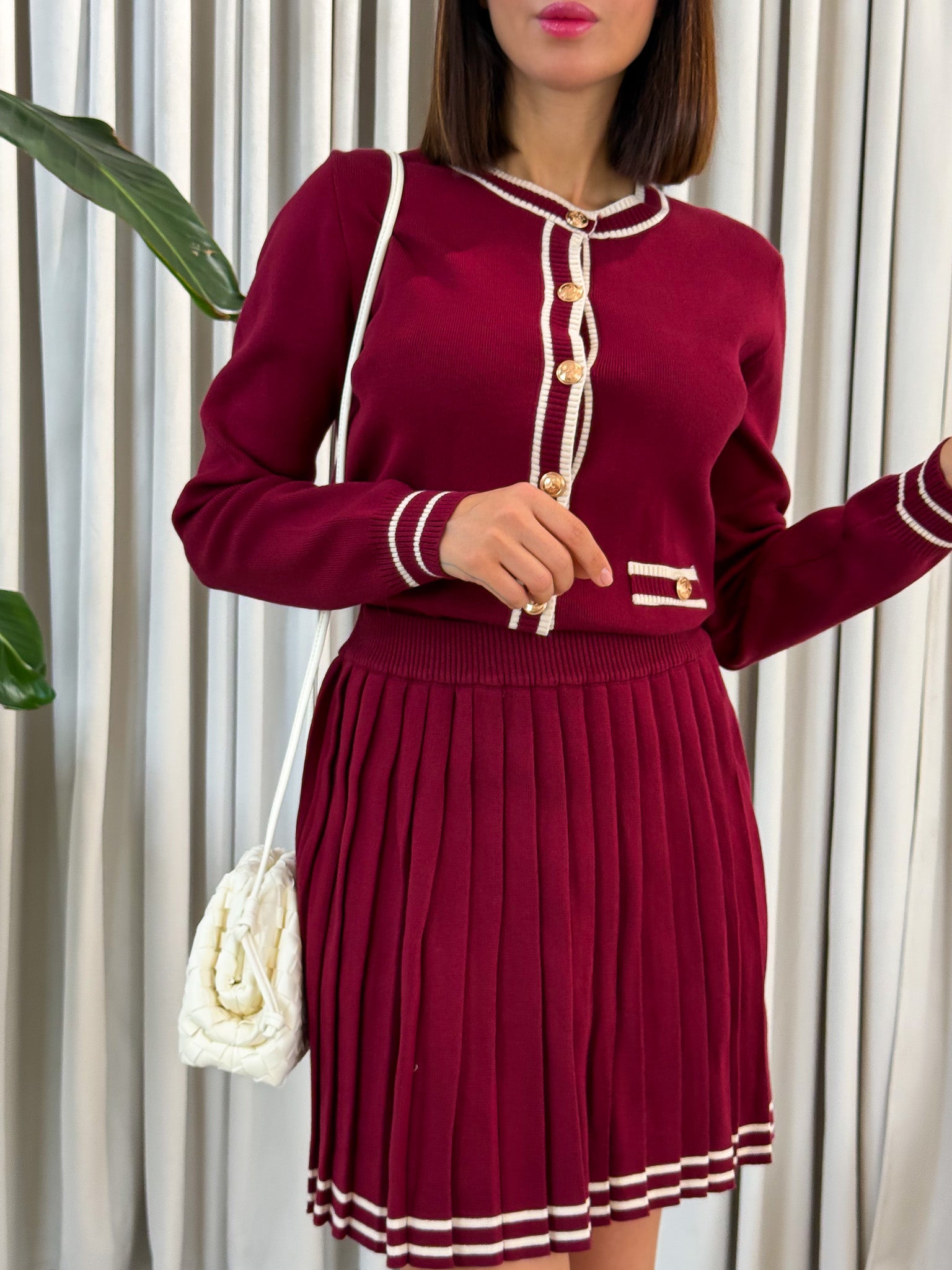 Coordinato bordeaux in maglia