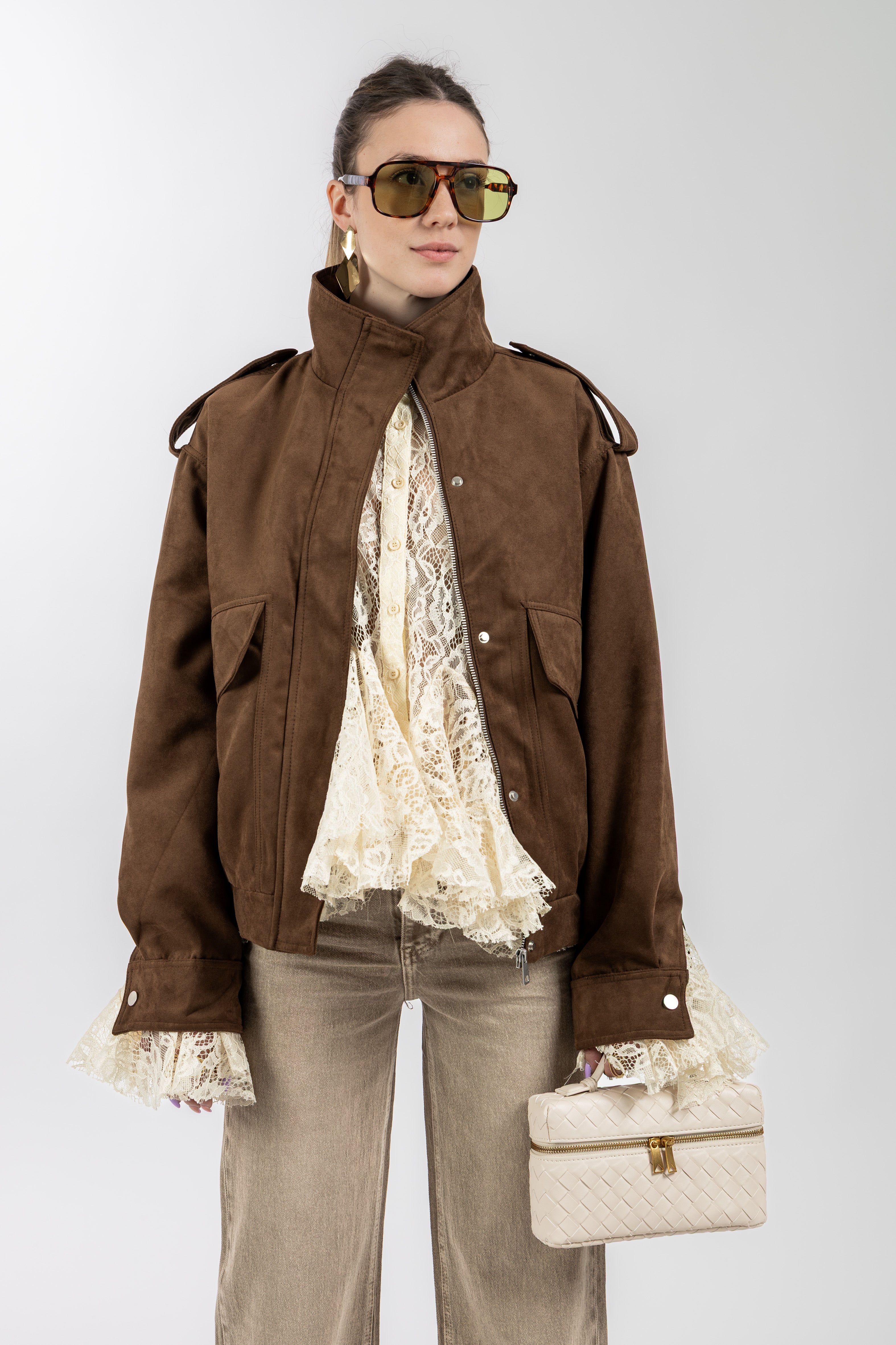 Bomber eco suede caramel