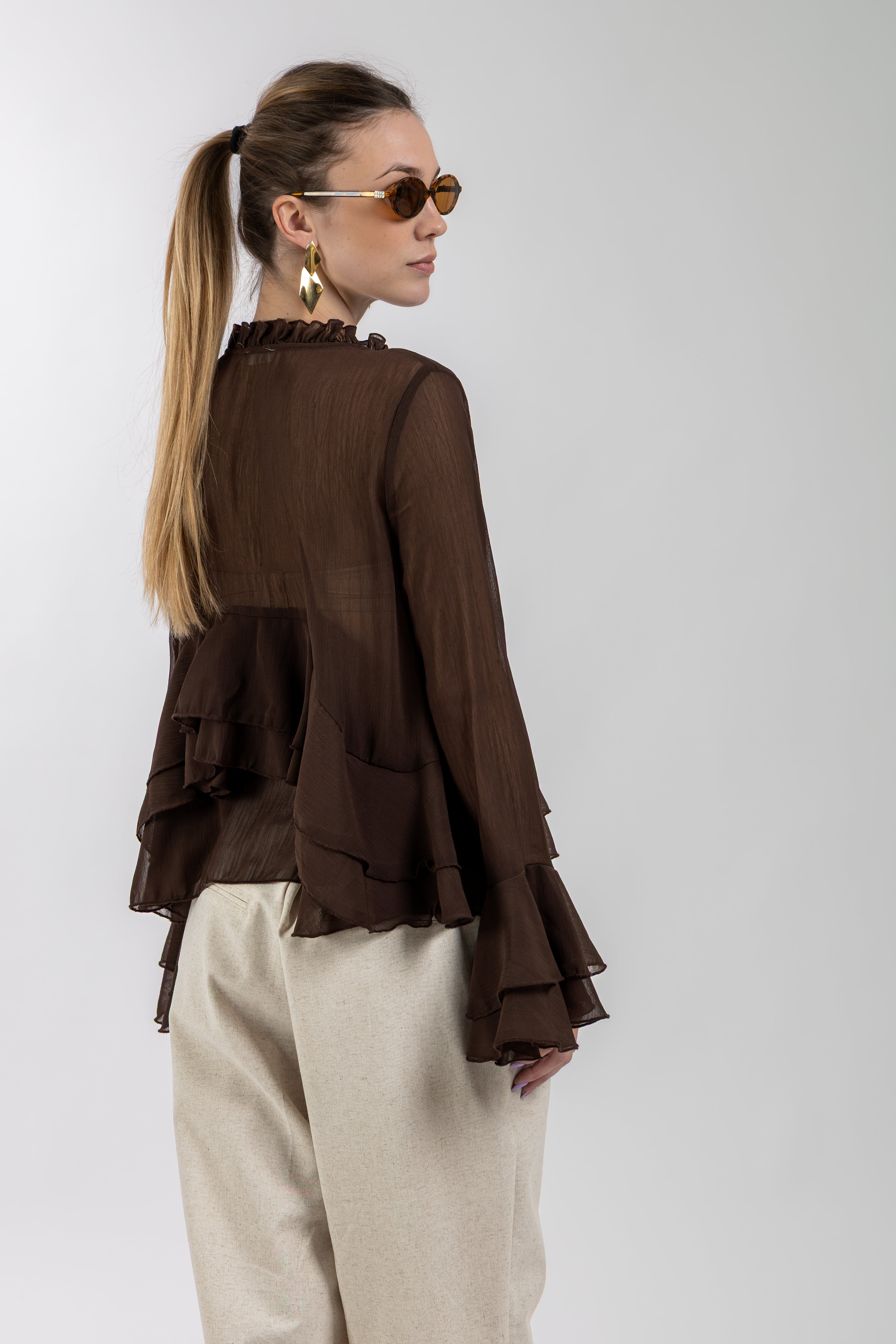 Blusa balze marrone