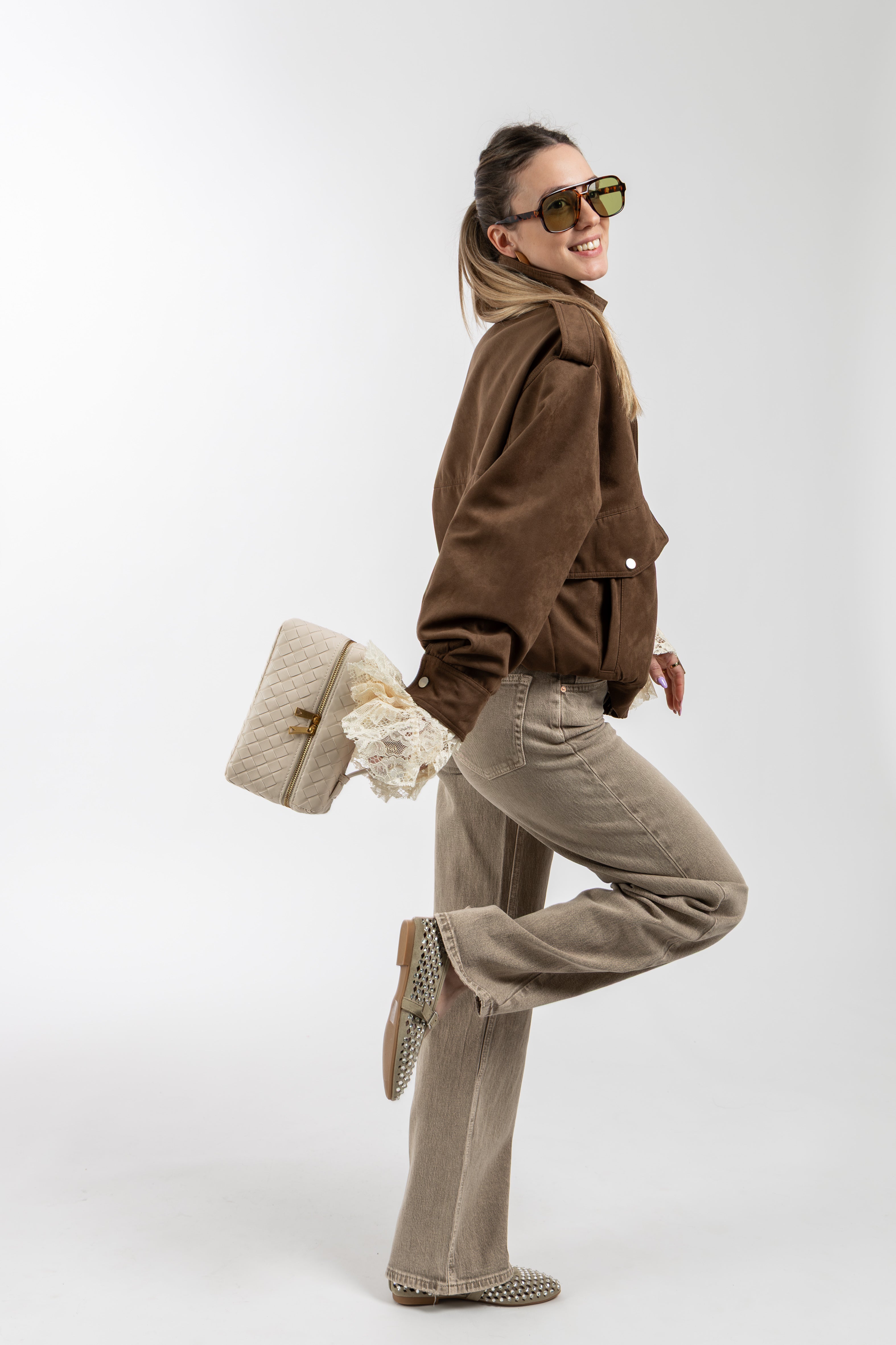 Bomber eco suede caramel