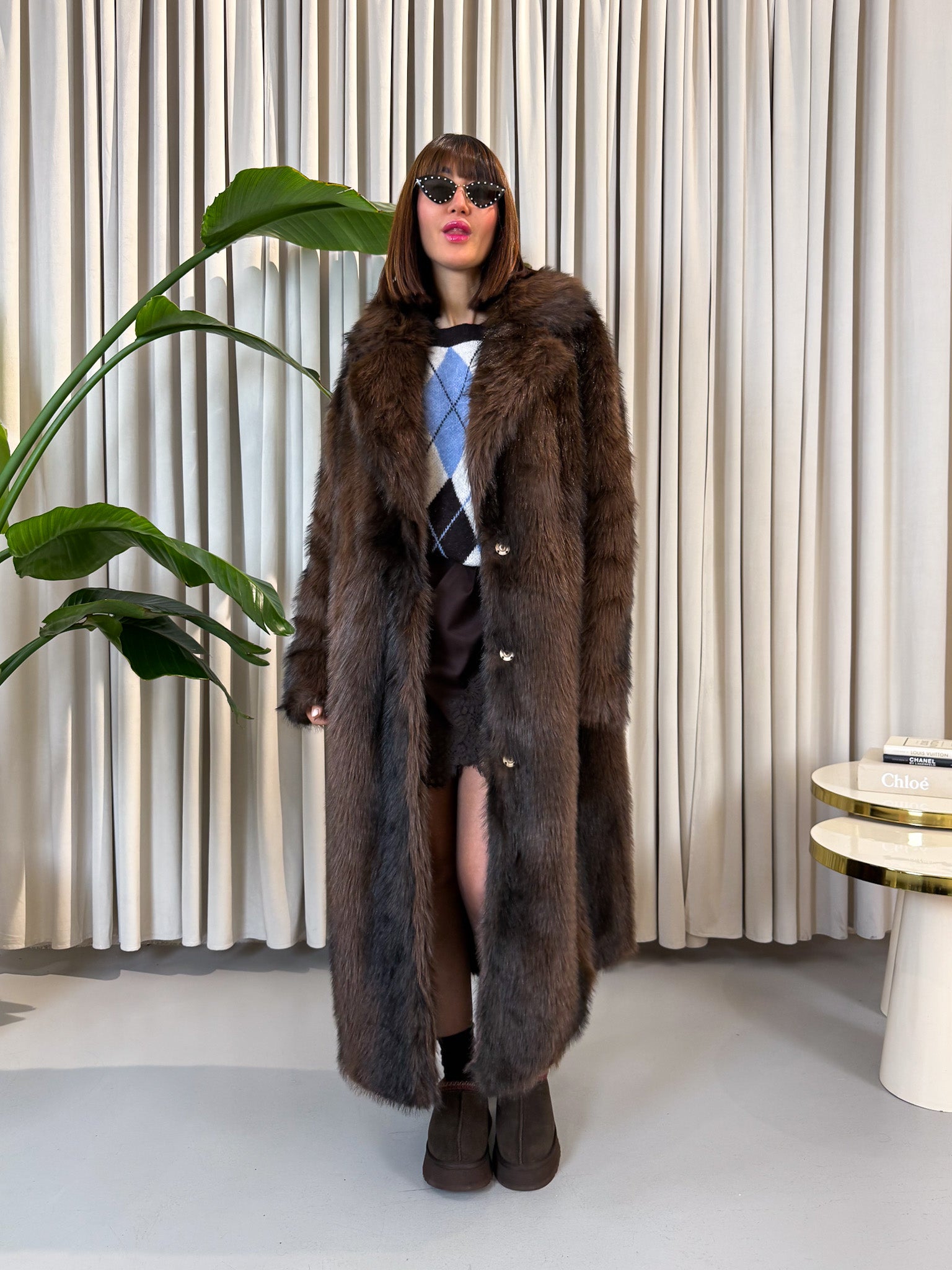 Eco-fur lunga cioccolato