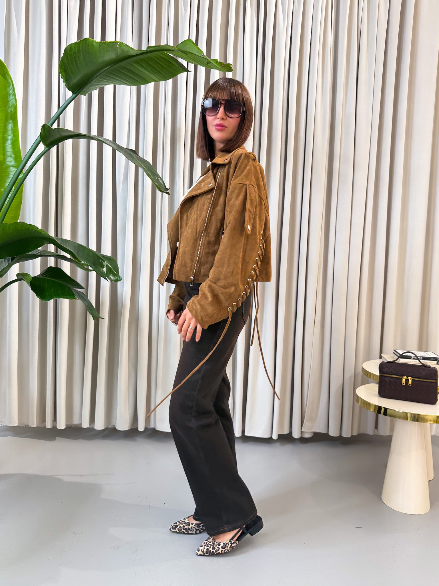 Jeans wide leg marrone