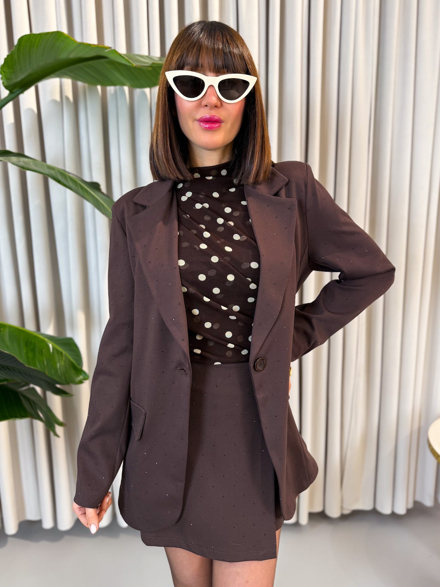 Giacca strass marrone