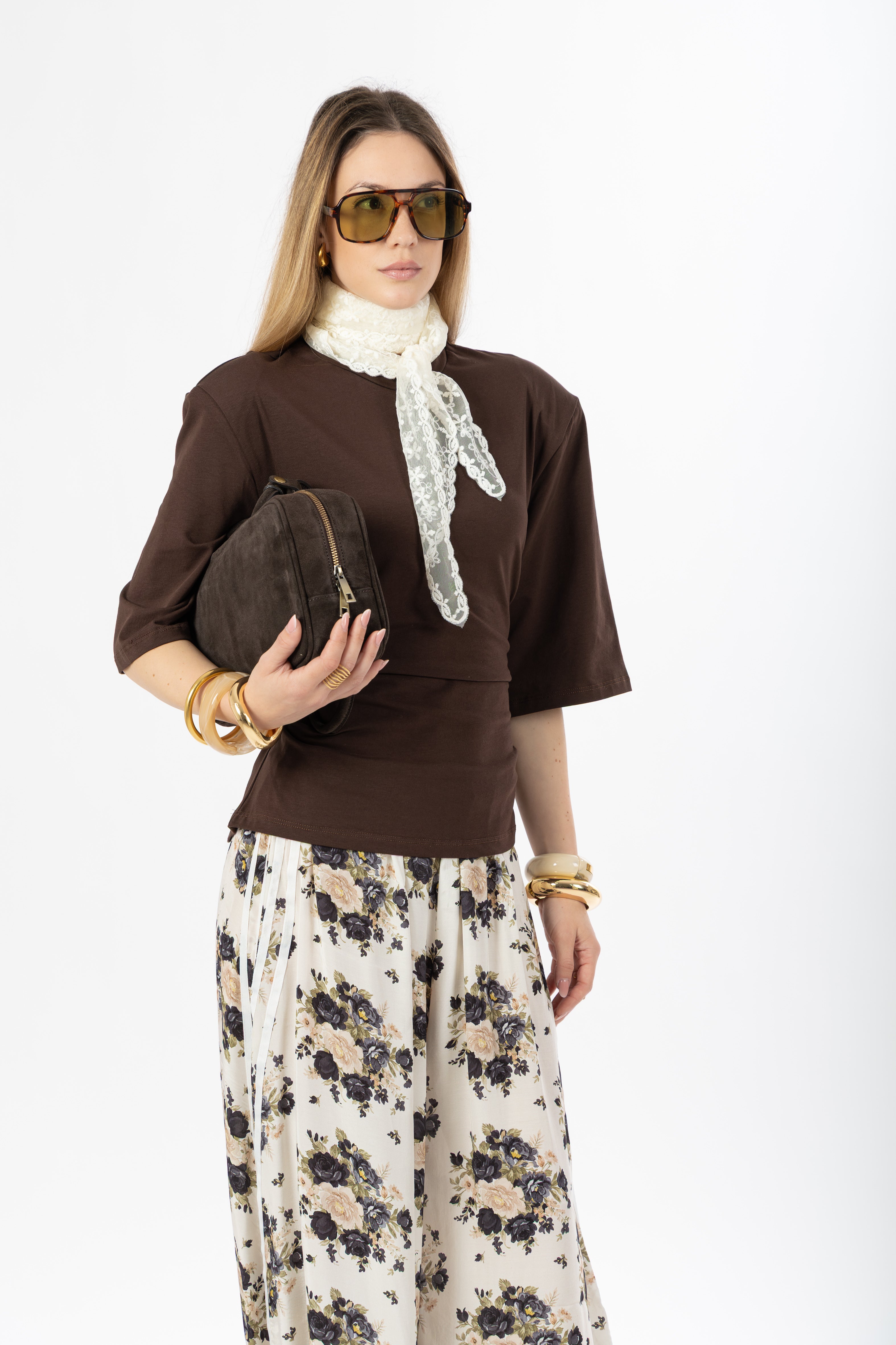 T-shirt corpetto marrone