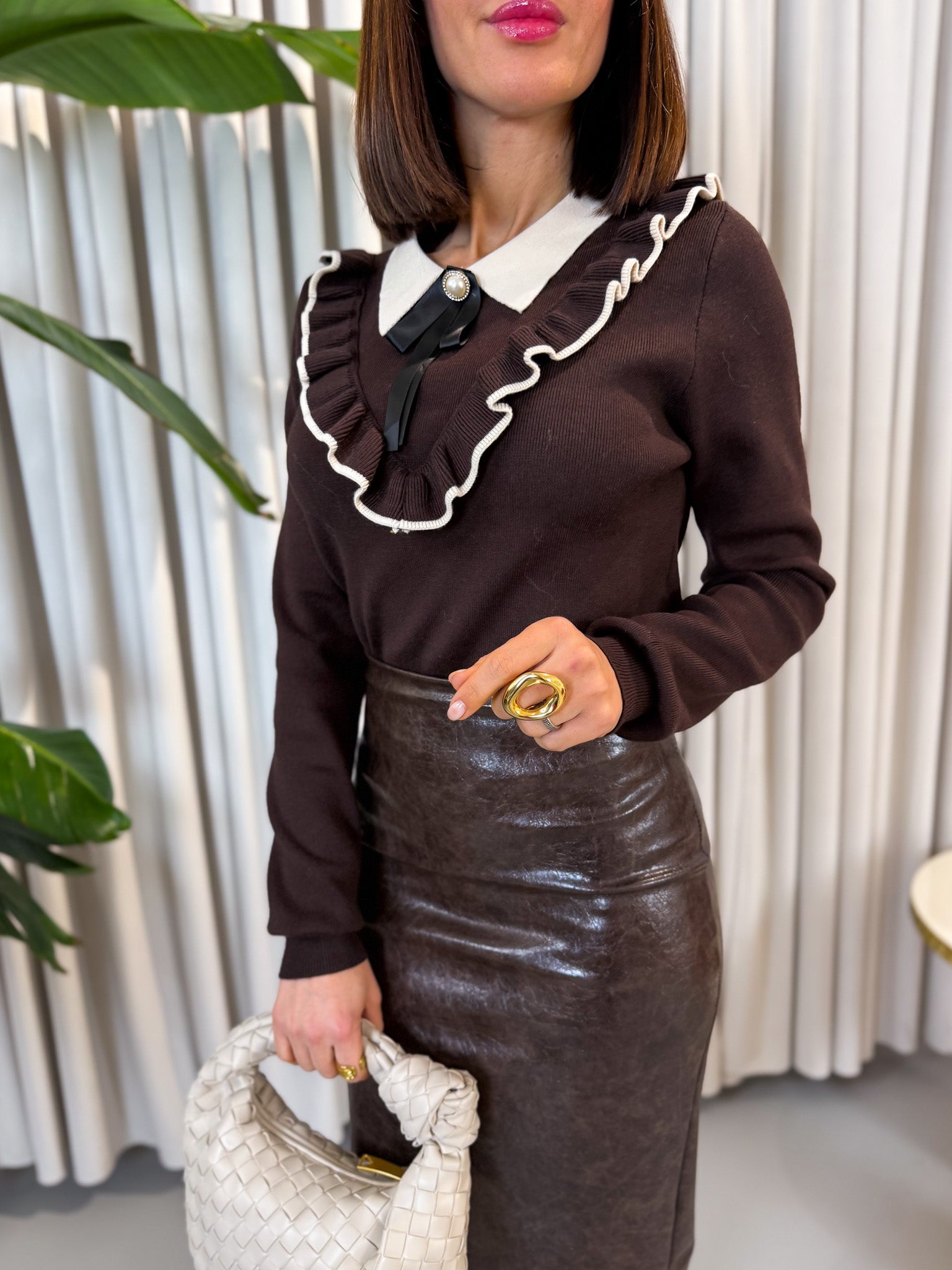 Longuette simil pelle marrone