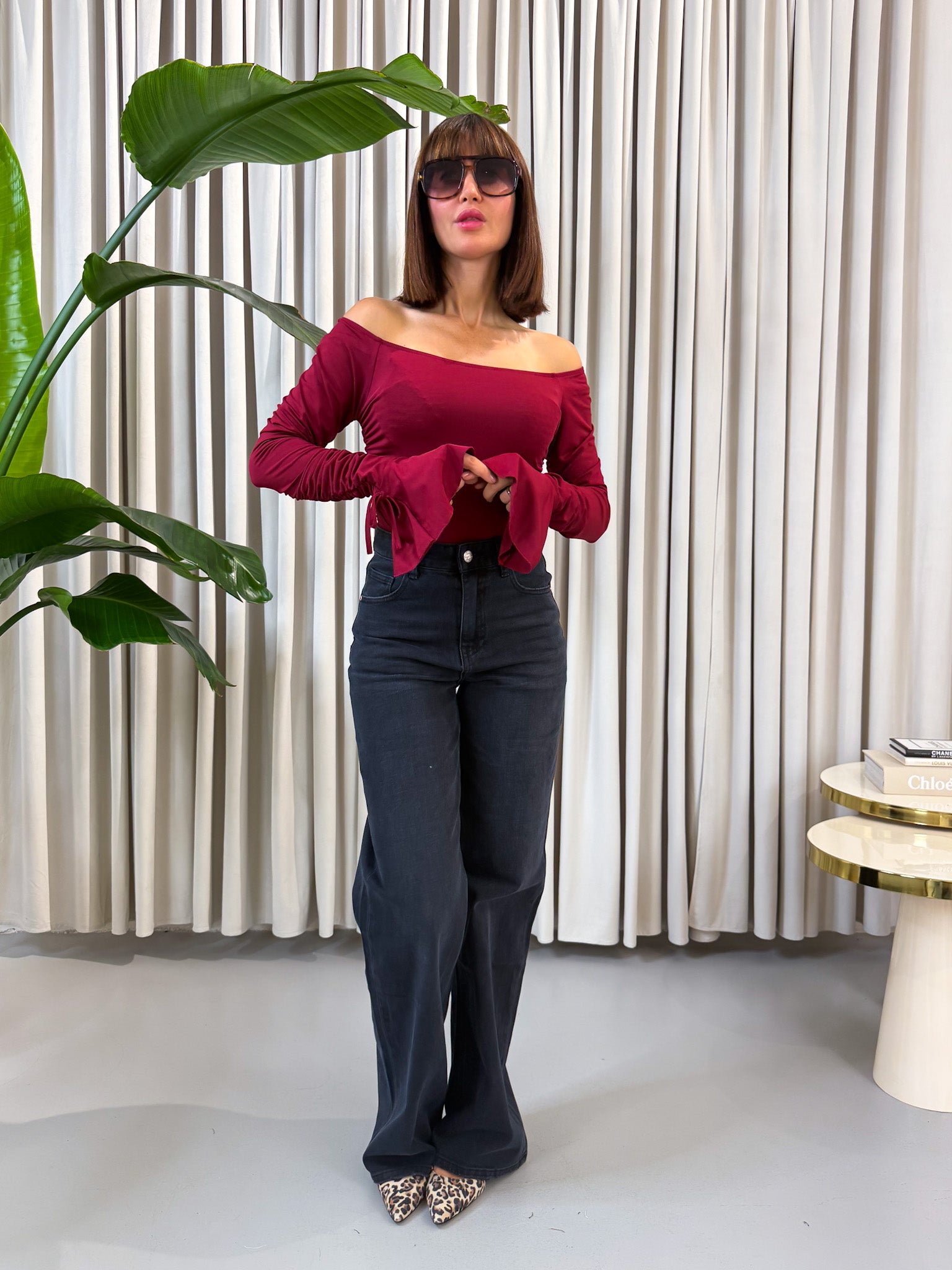 Jeans wide leg nero