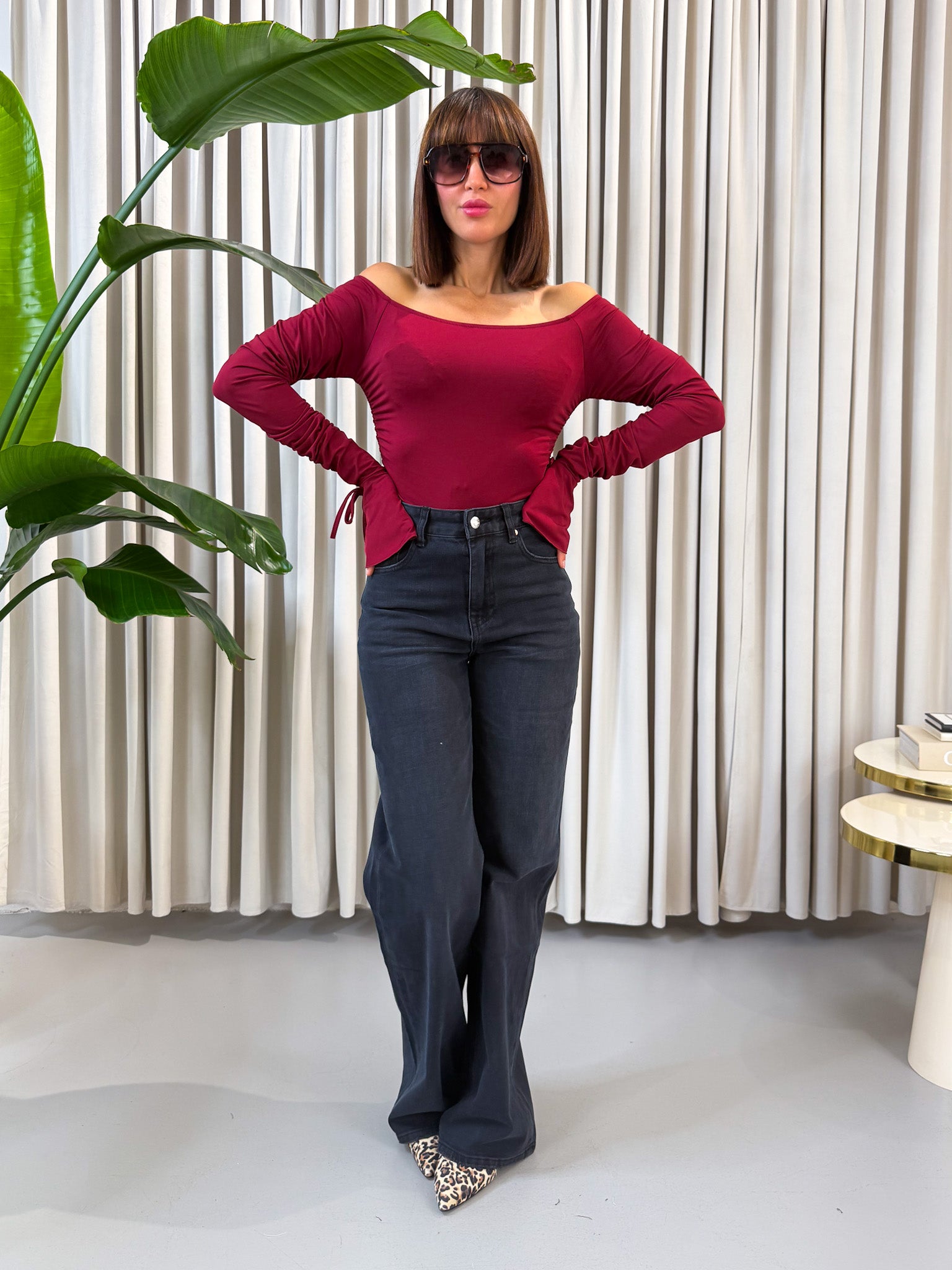 Jeans wide leg nero