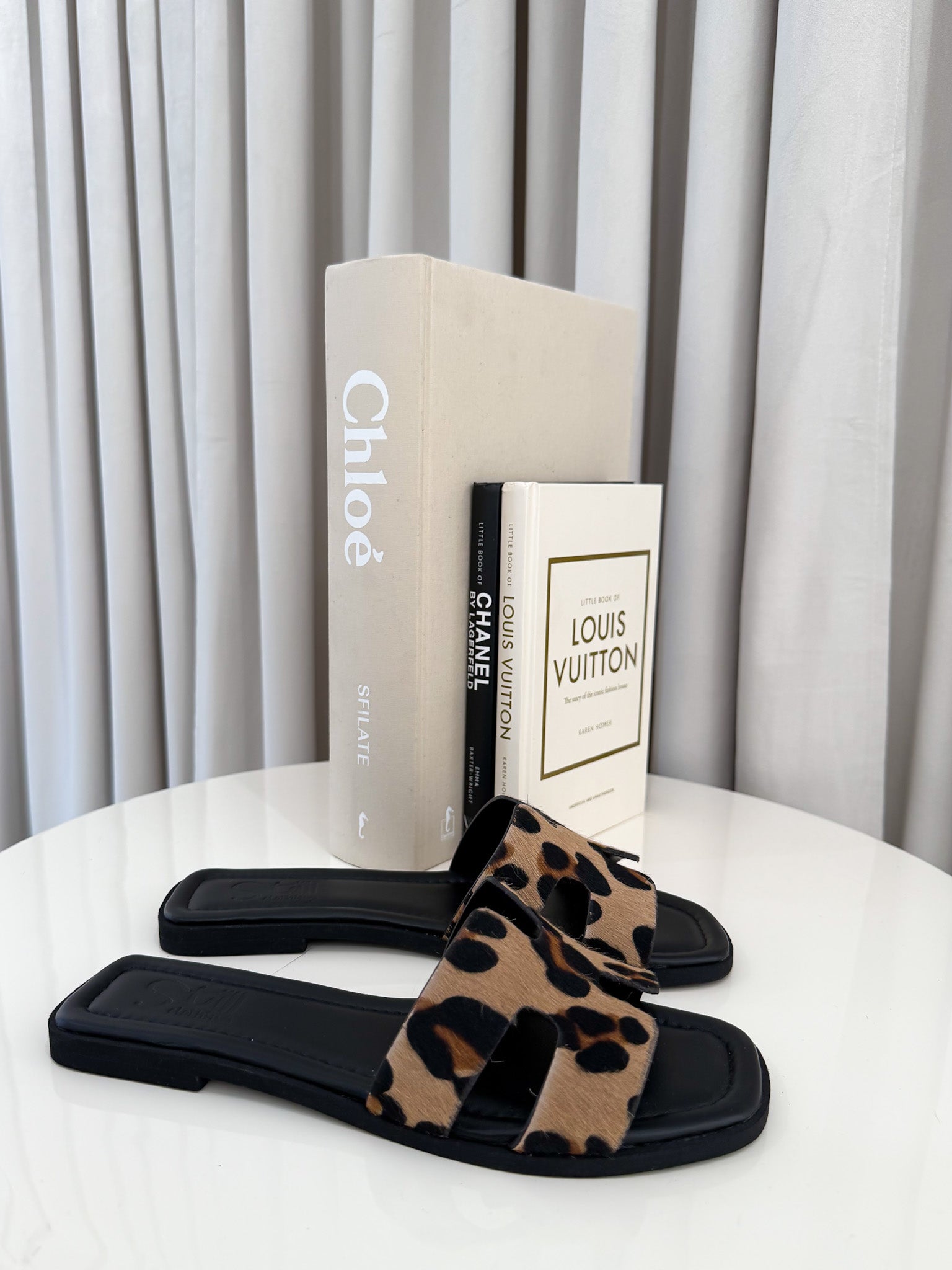Ciabattina in pelle e cavallino animalier
