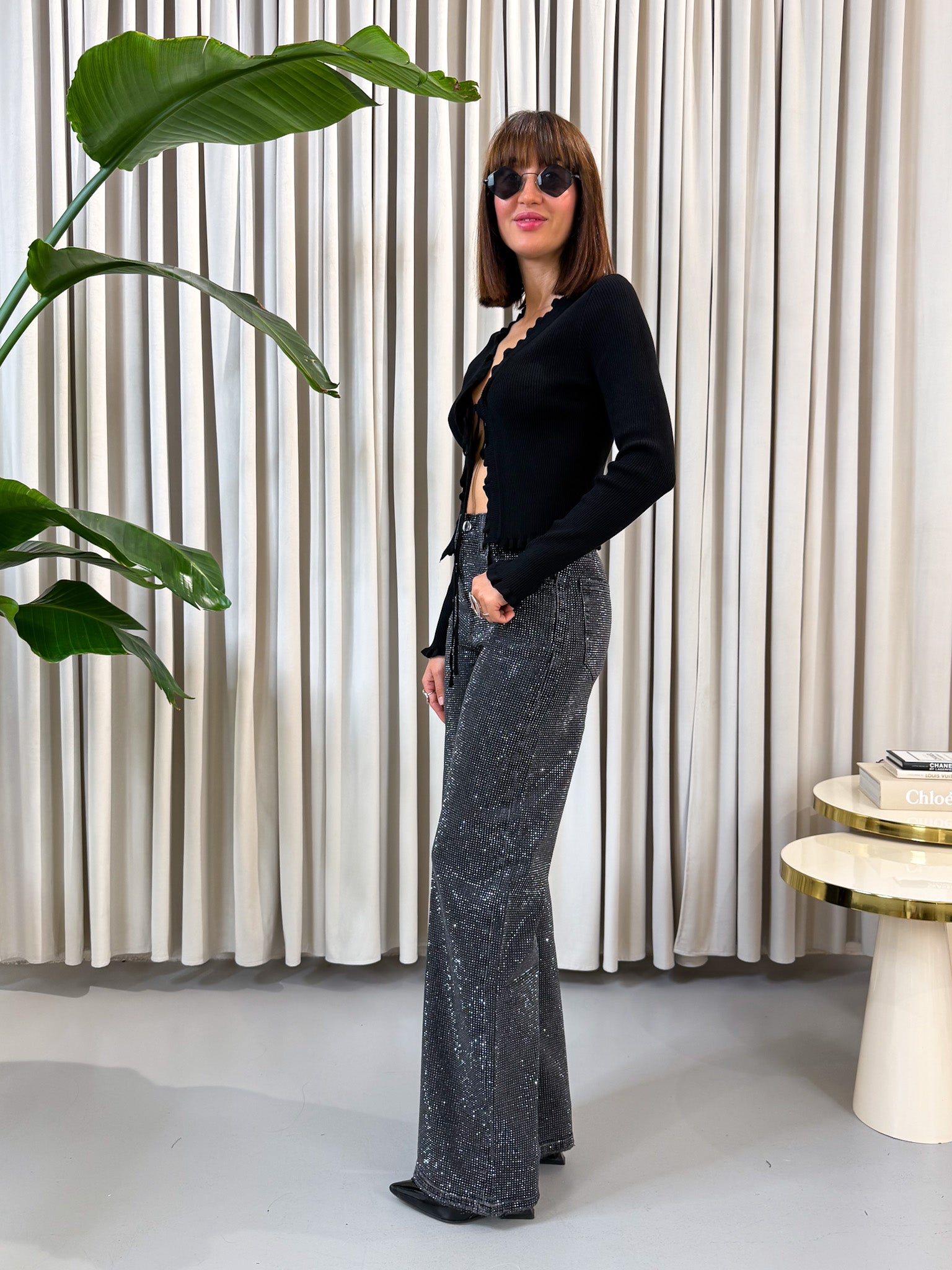Top in maglia nero