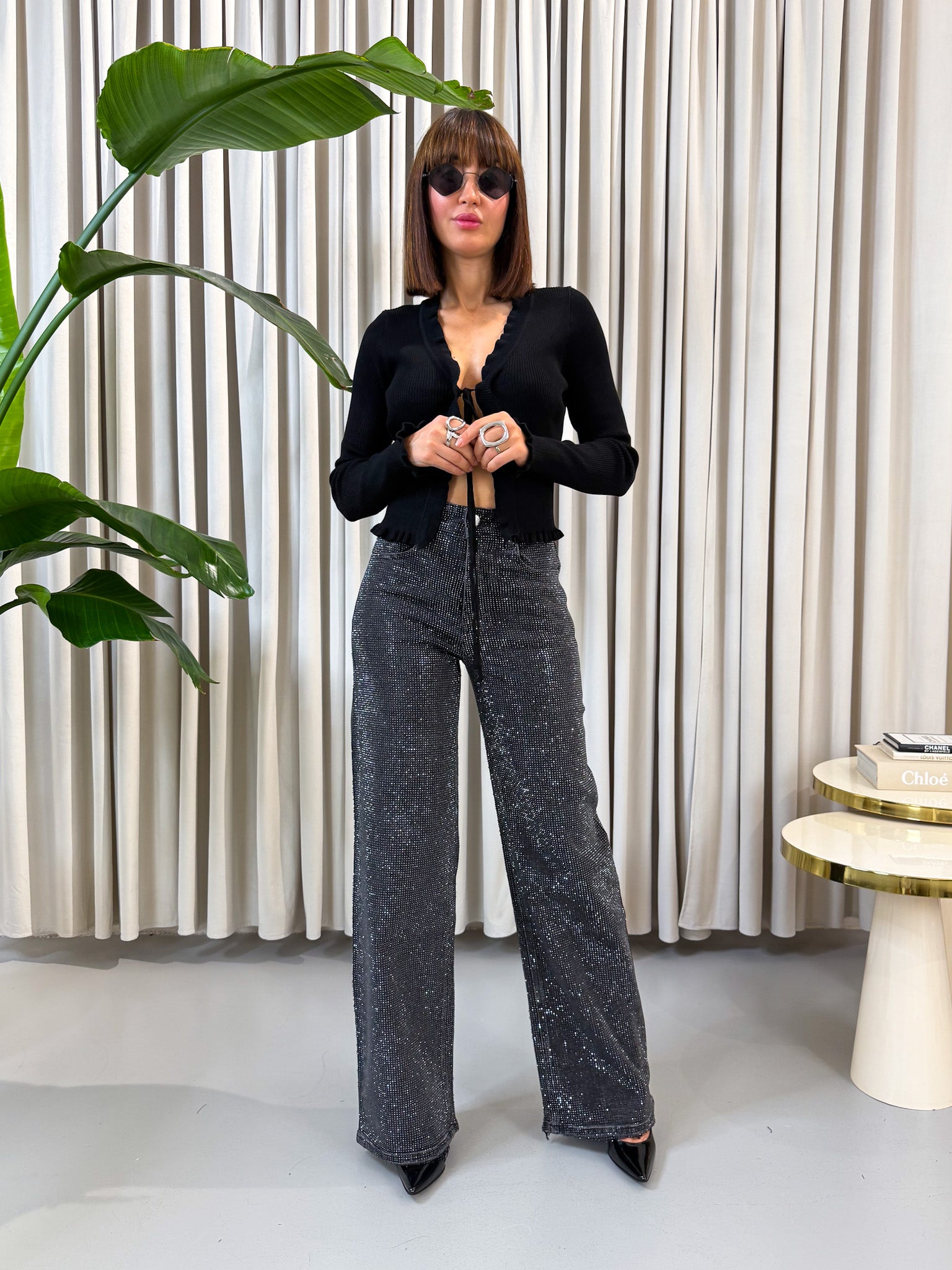 Top in maglia nero
