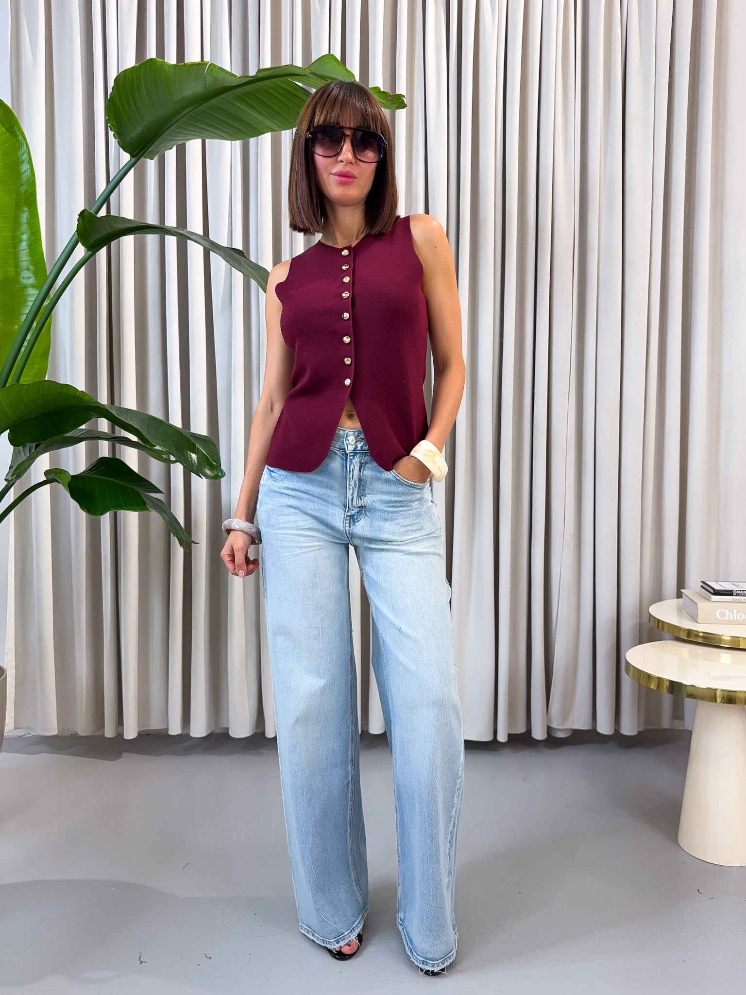 Jeans wide leg chiaro