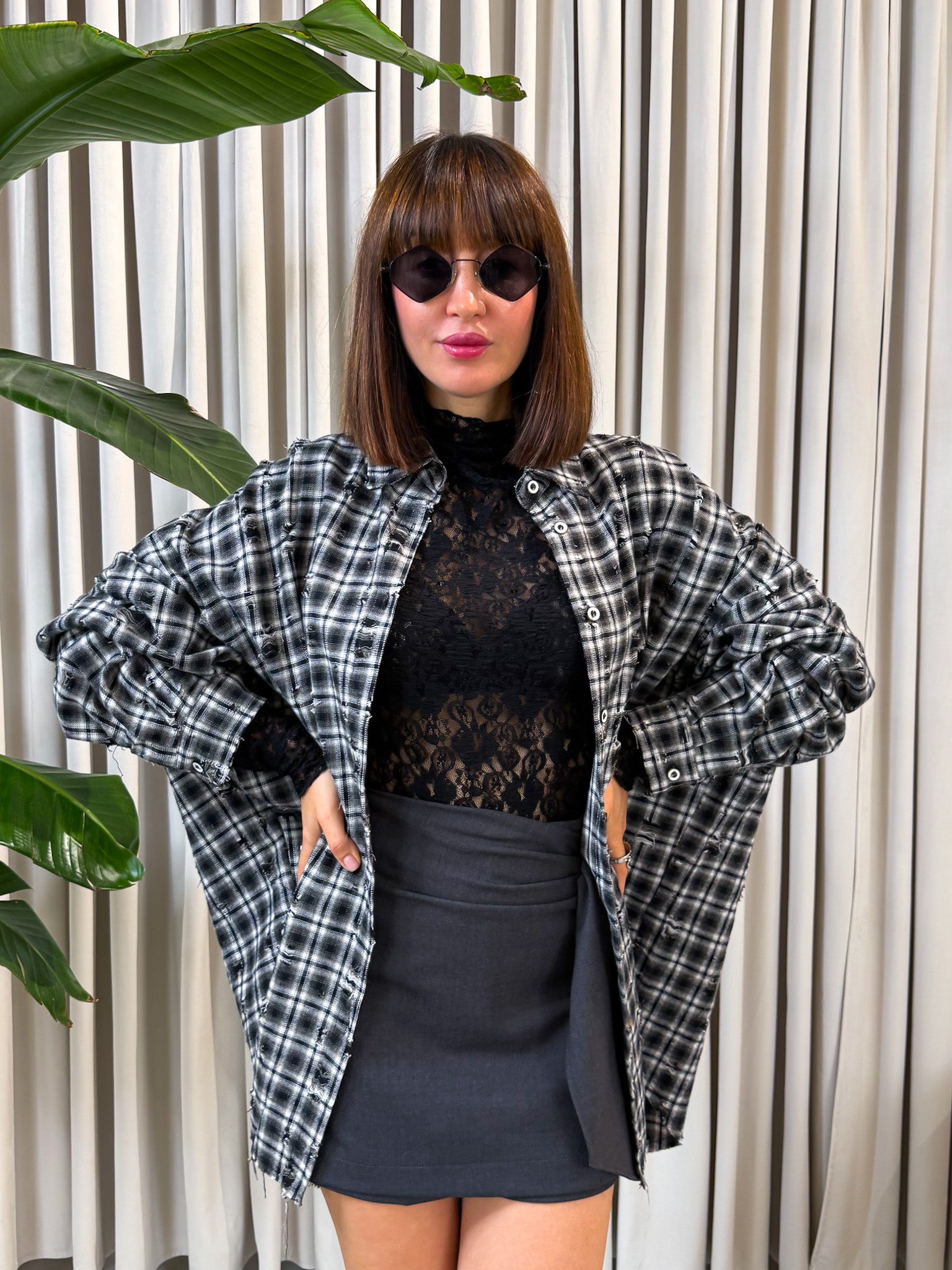 Camicia a quadri con rotture