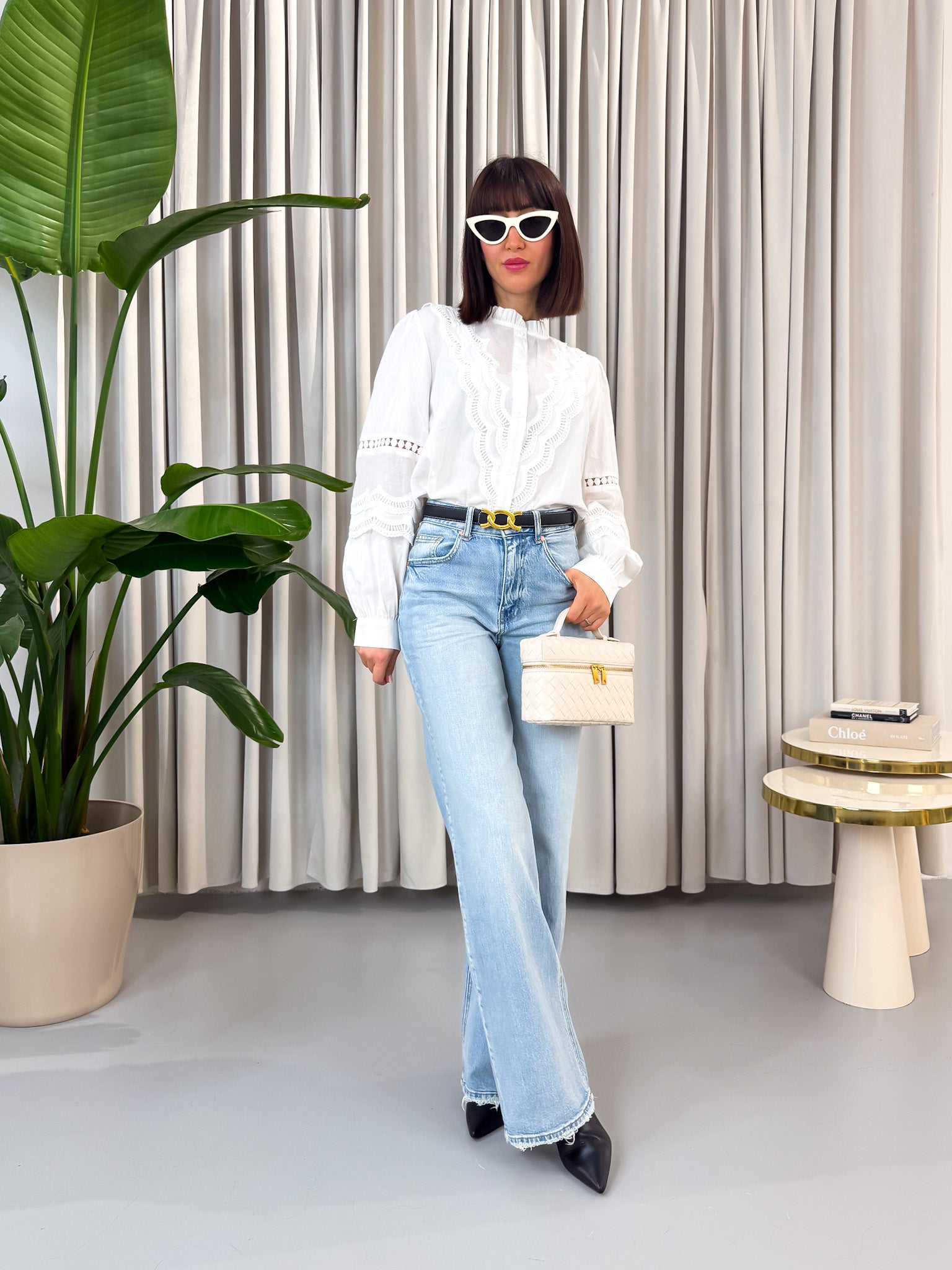 Jeans wide leg denim chiaro