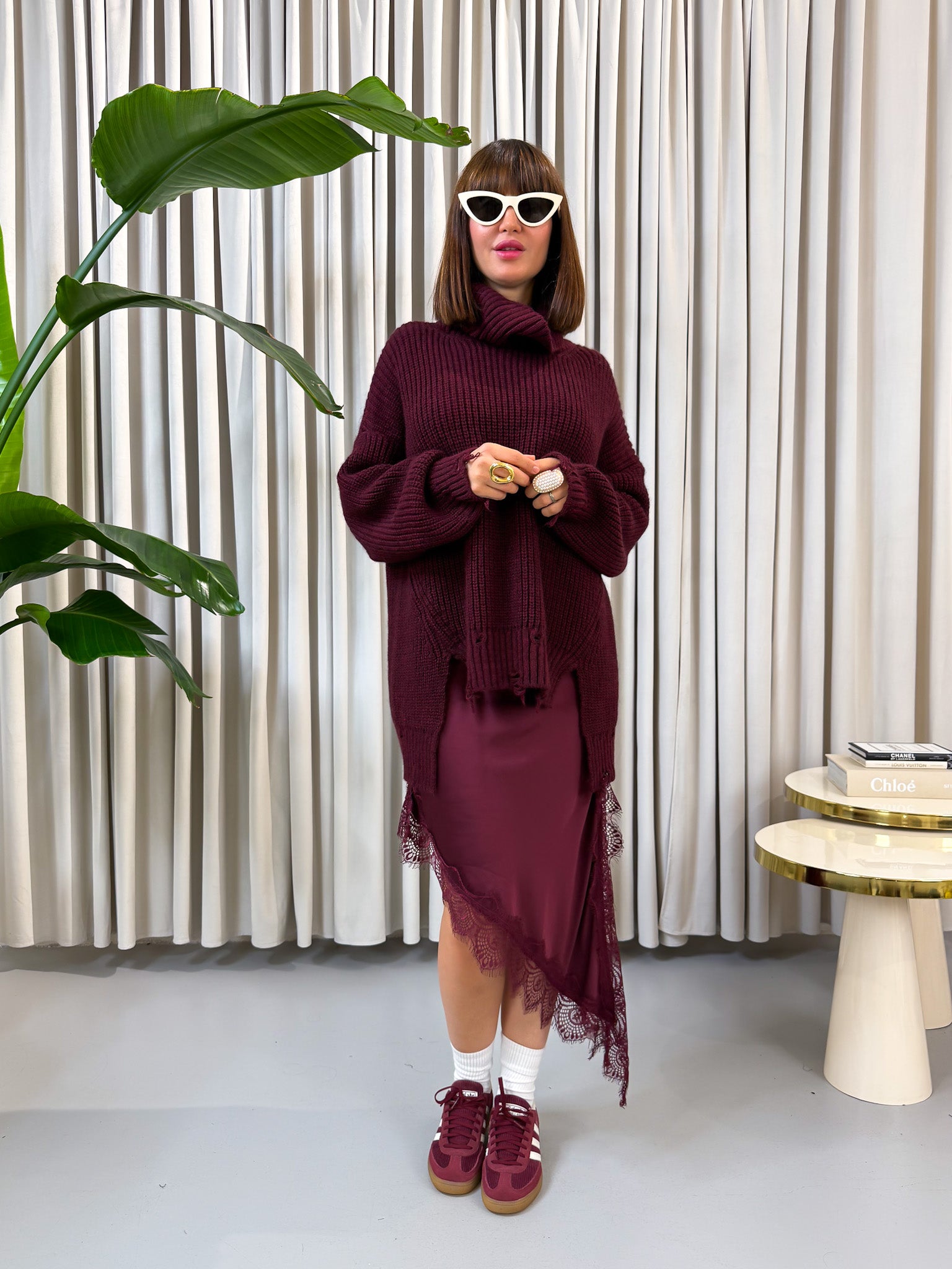 Maglione rotture bordeaux