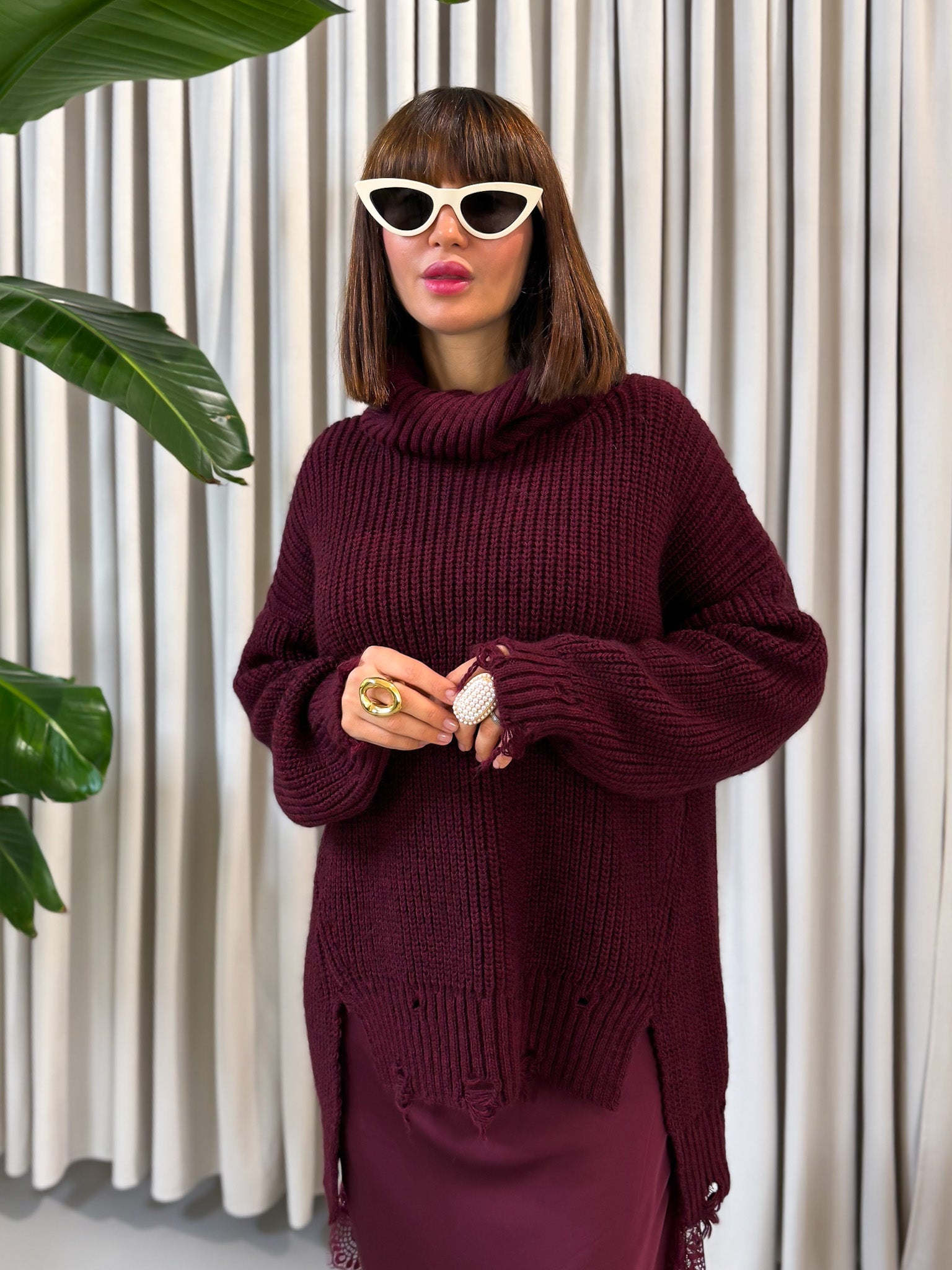 Maglione rotture bordeaux