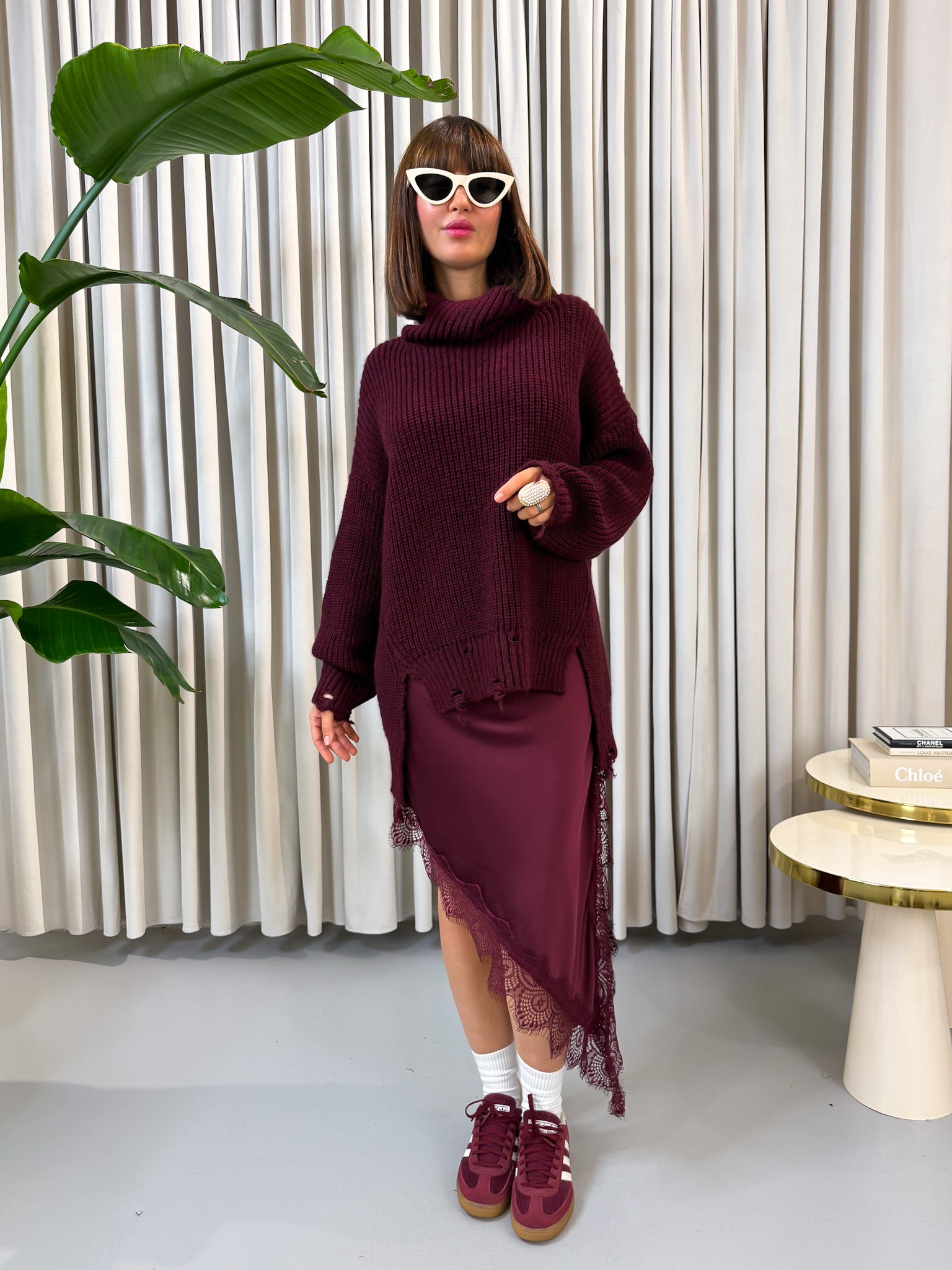 Sottoveste pizzo bordeaux