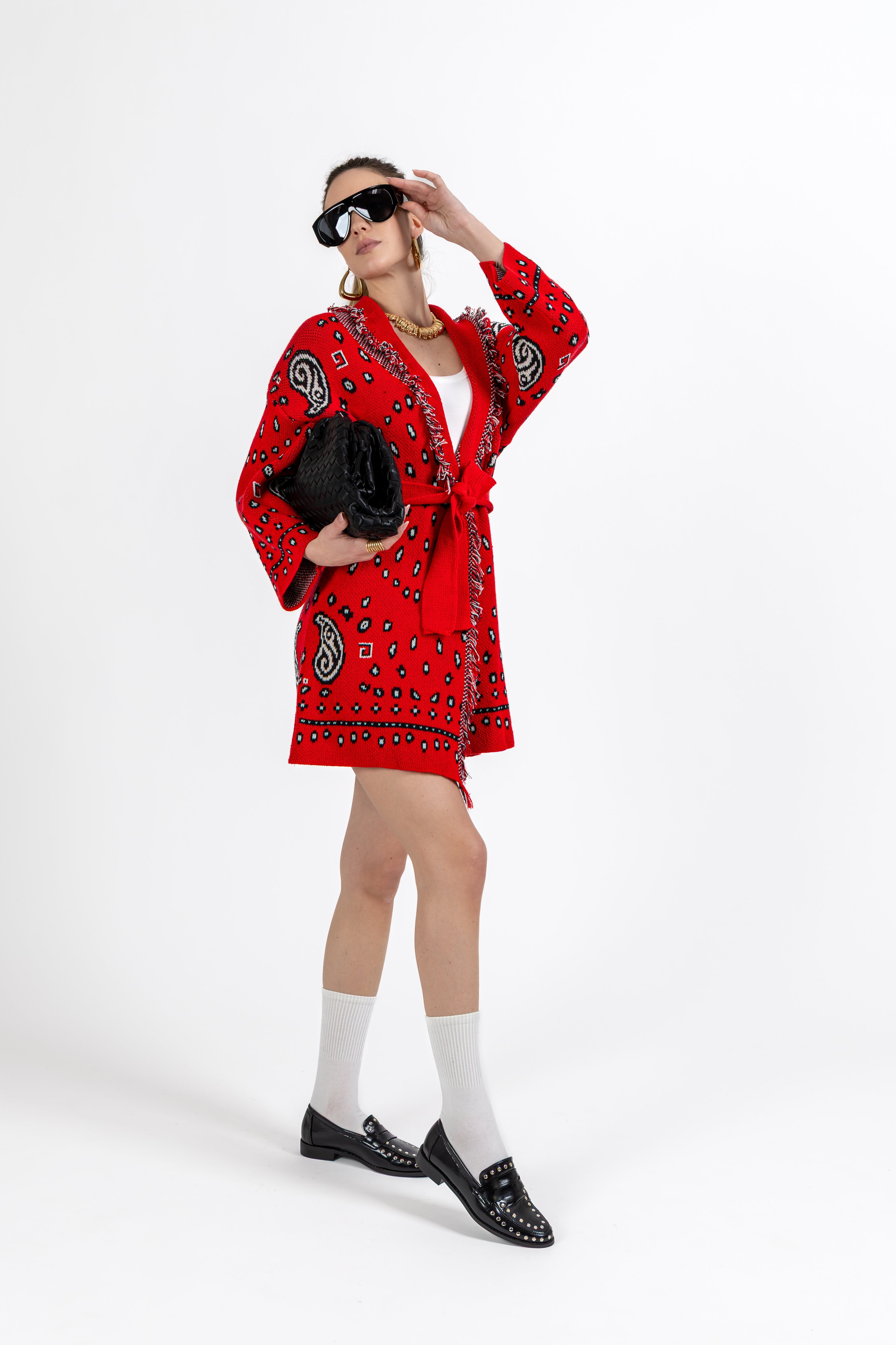 Cardigan etnico rosso