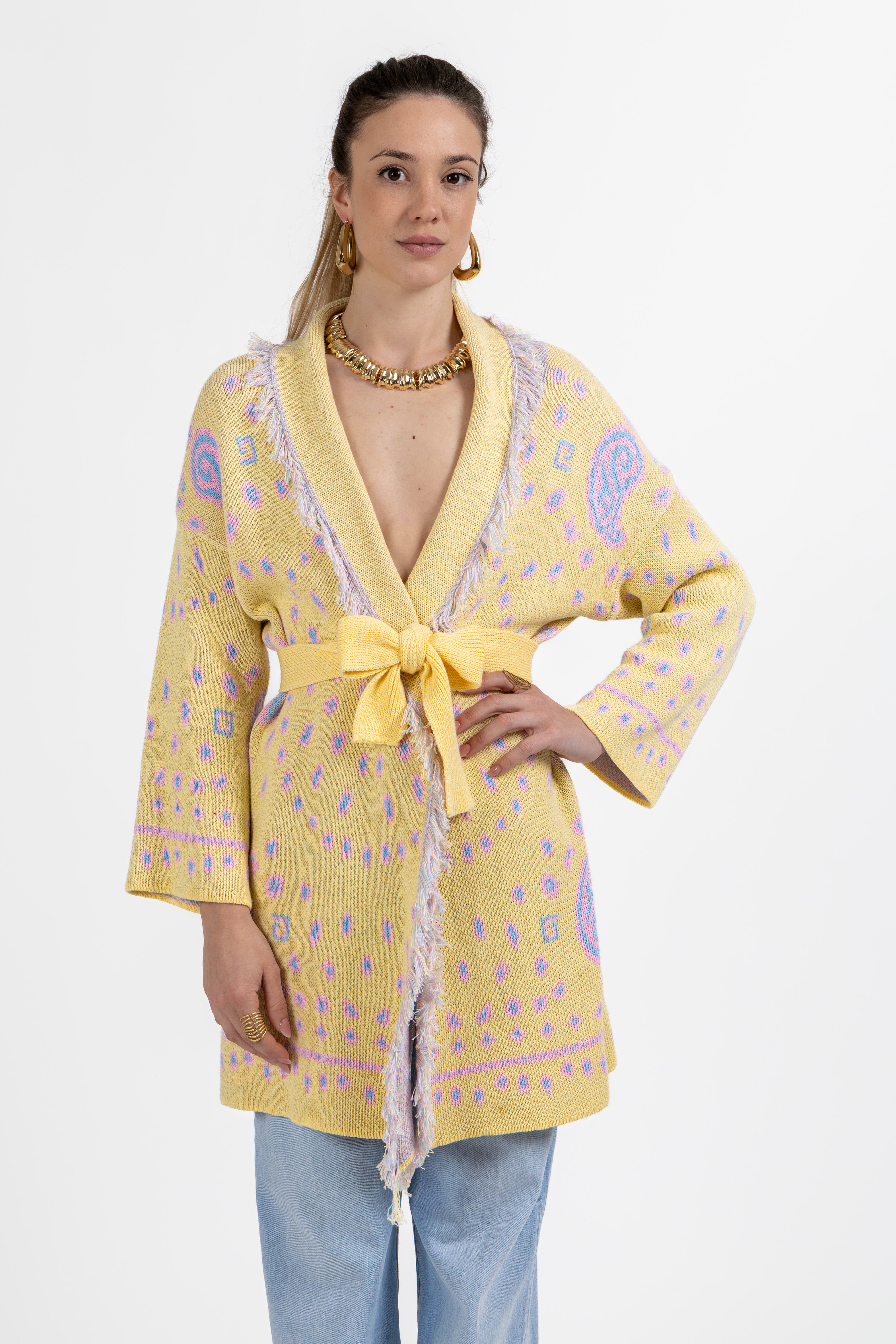 Cardigan etnico giallo