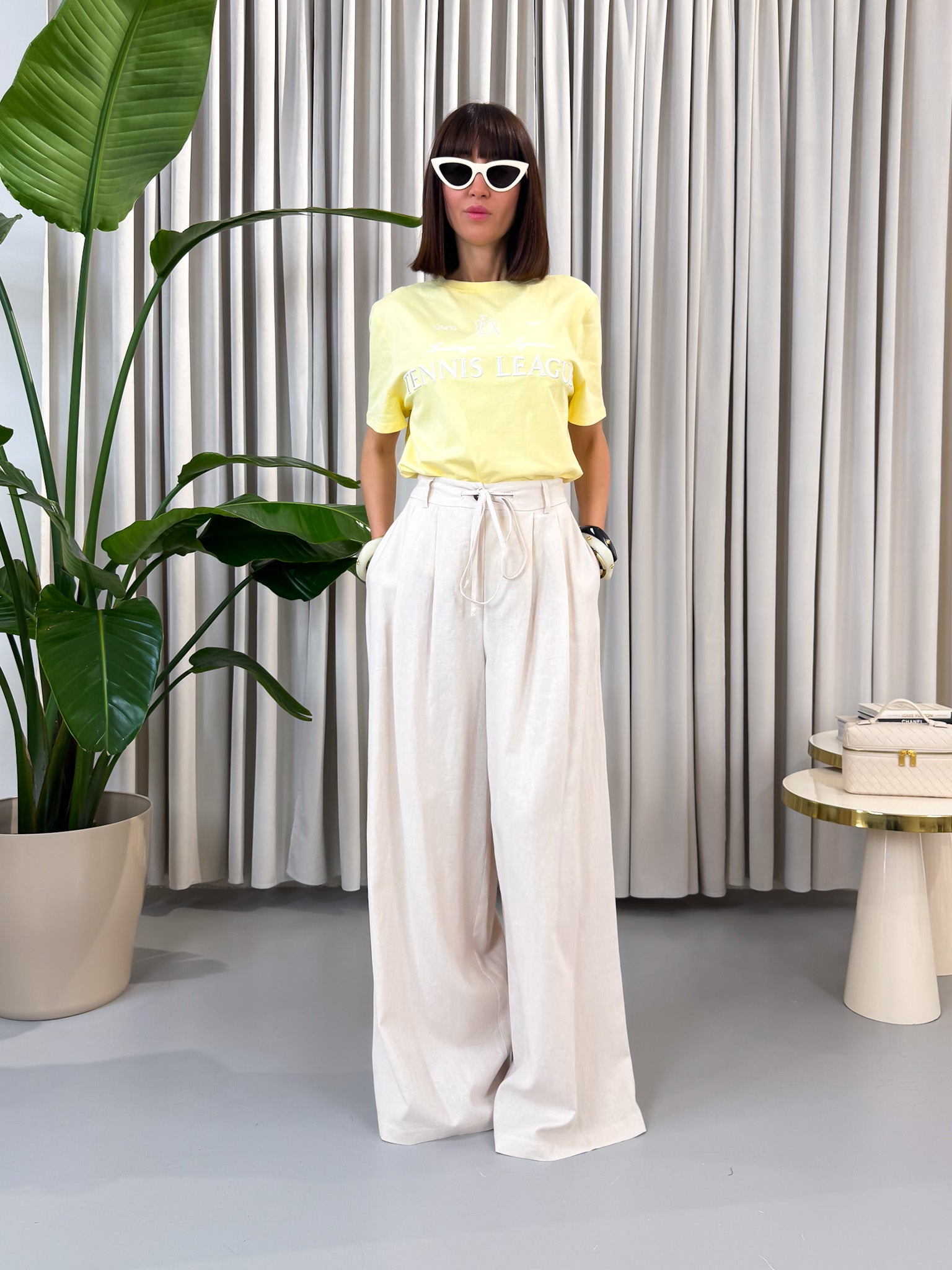 Pantalone sartoriale in lino e viscosa