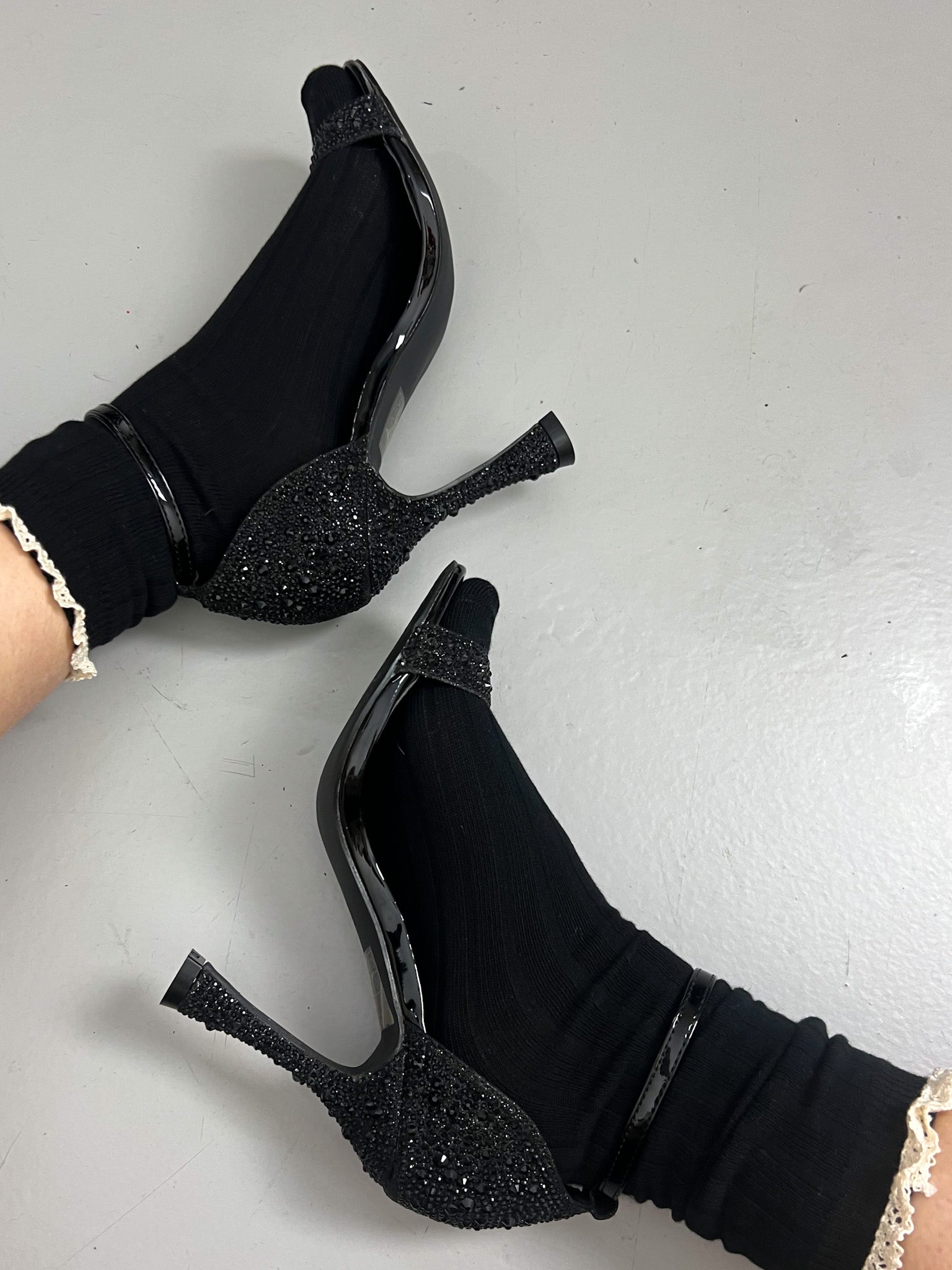 Sandalo strass nero