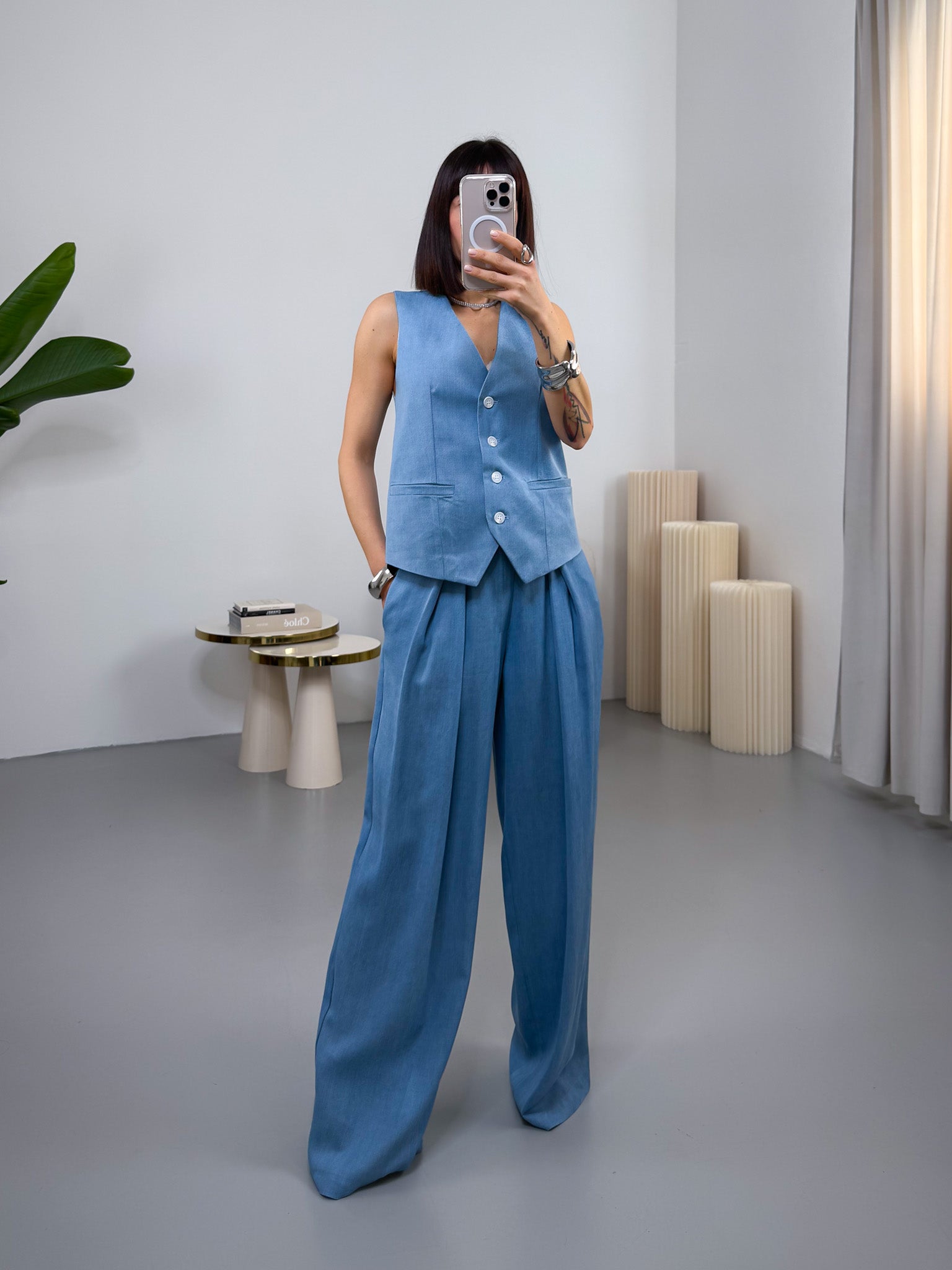 Pantalone sartoriale in denim leggero