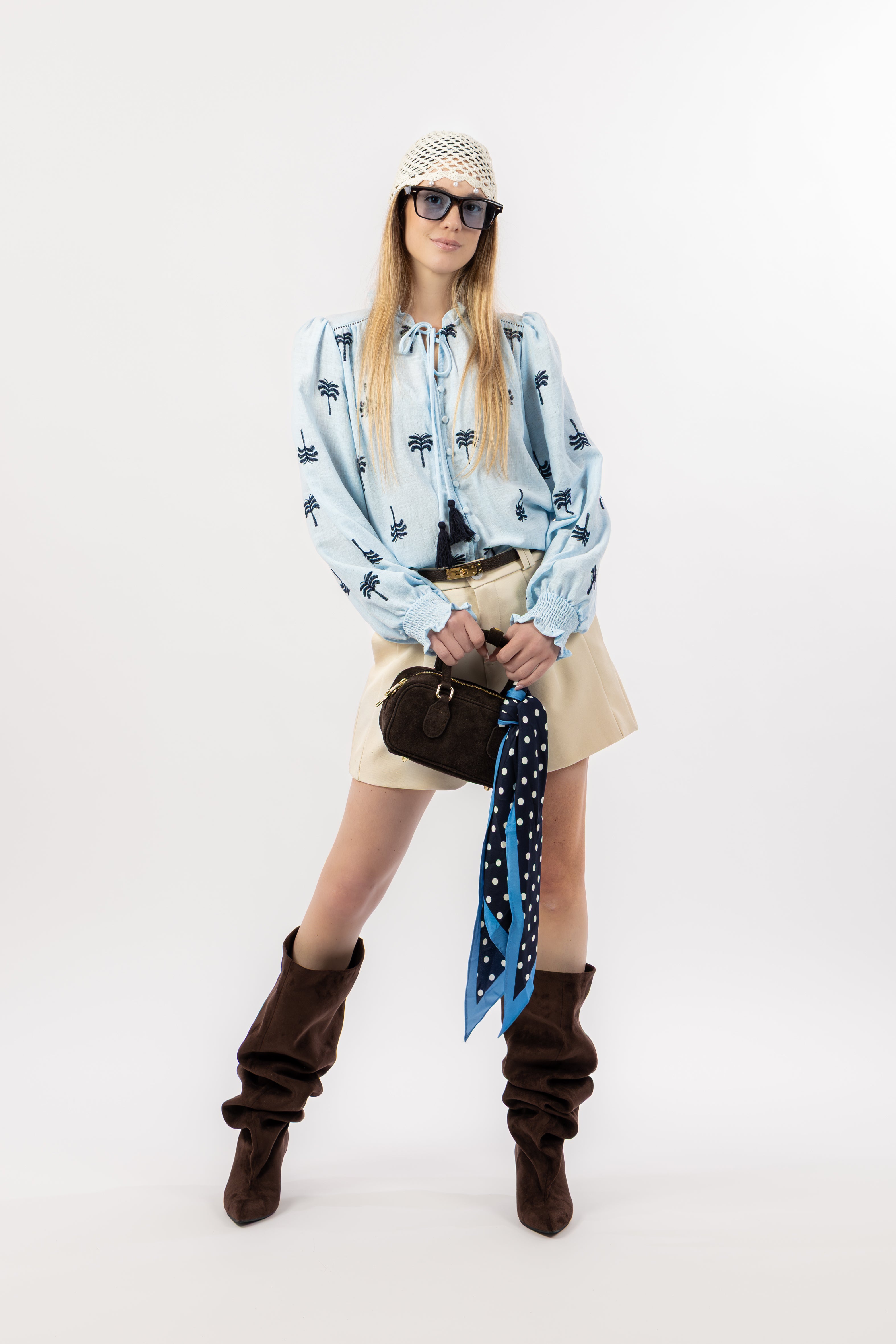 Blusa palme azzurra