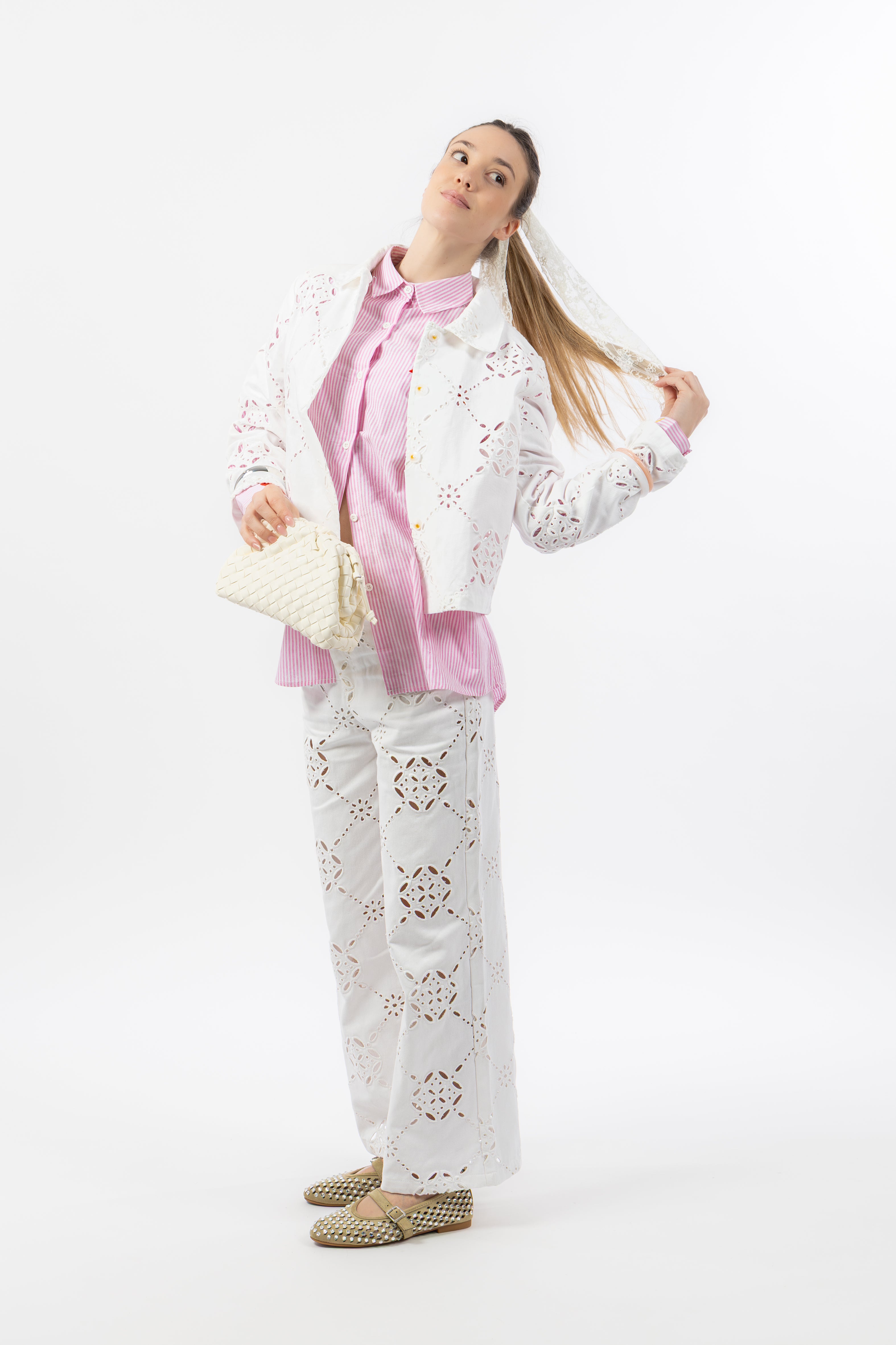 Pantalone sangallo bianco