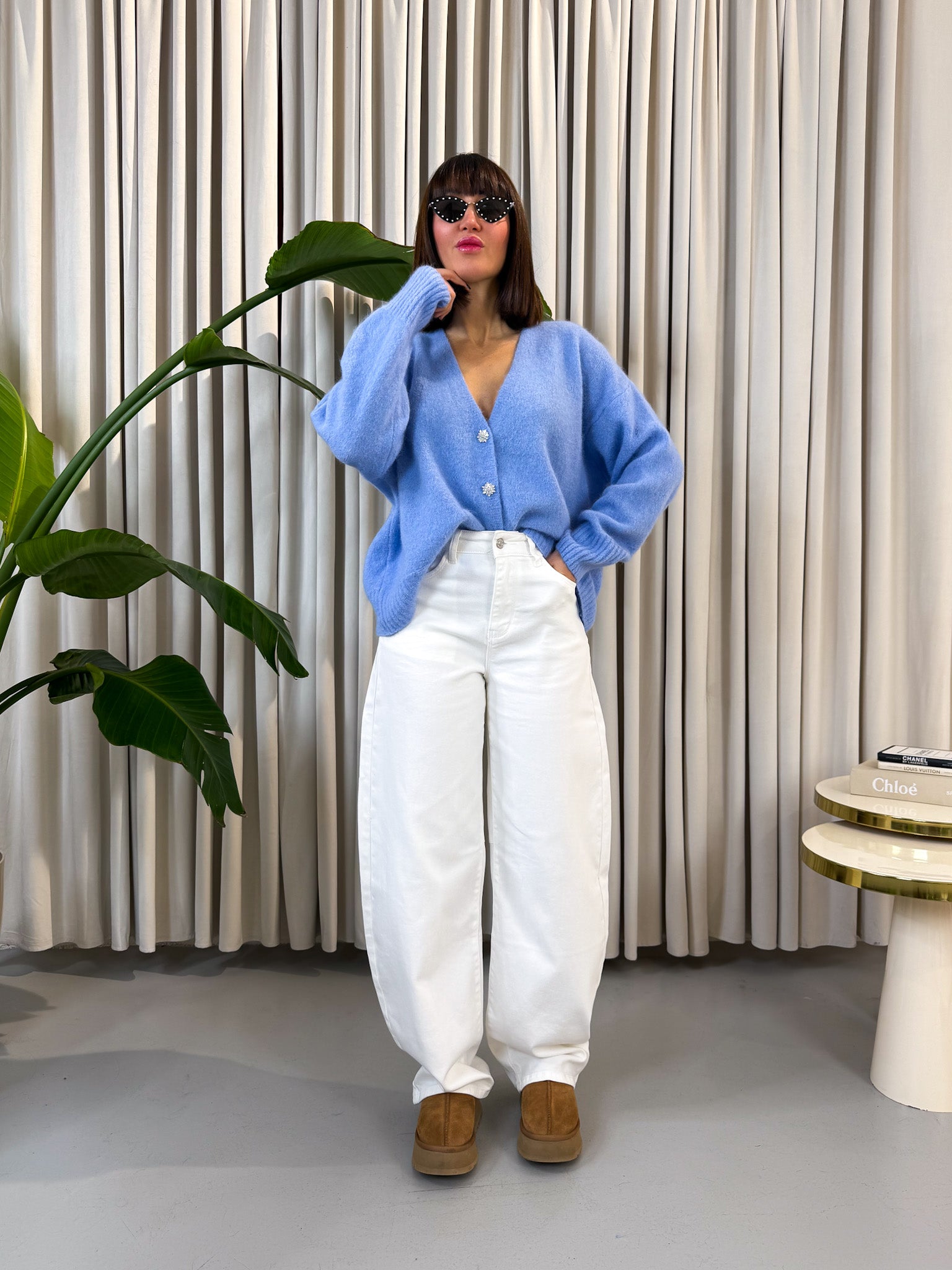 Cardigan alpaca azzurro