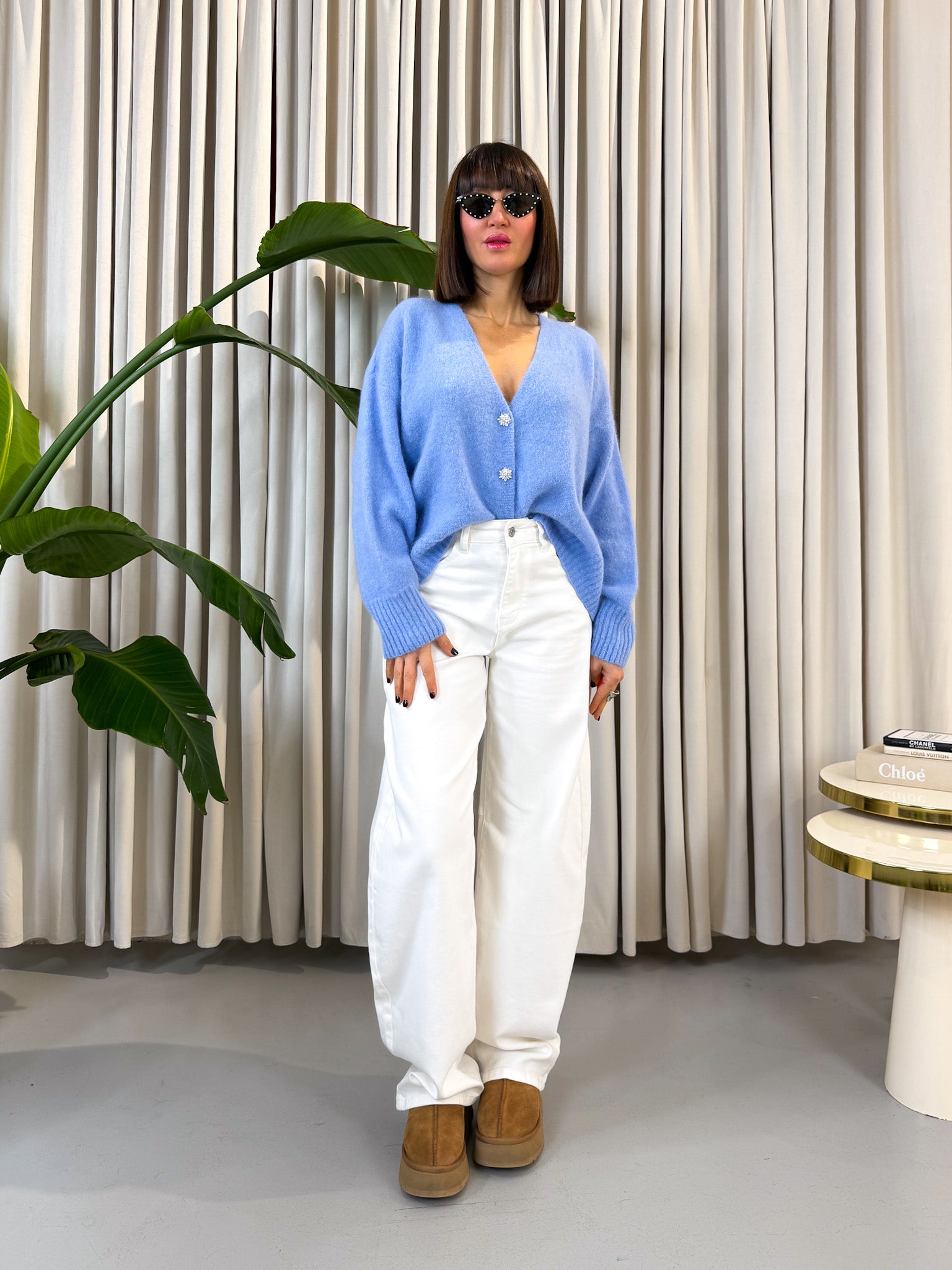 Cardigan alpaca azzurro