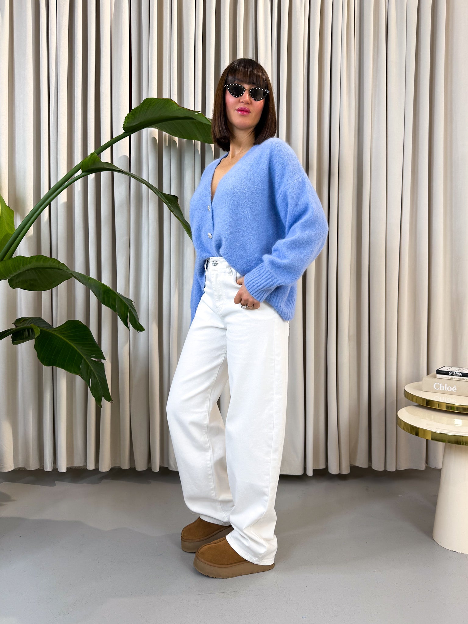 Cardigan alpaca azzurro