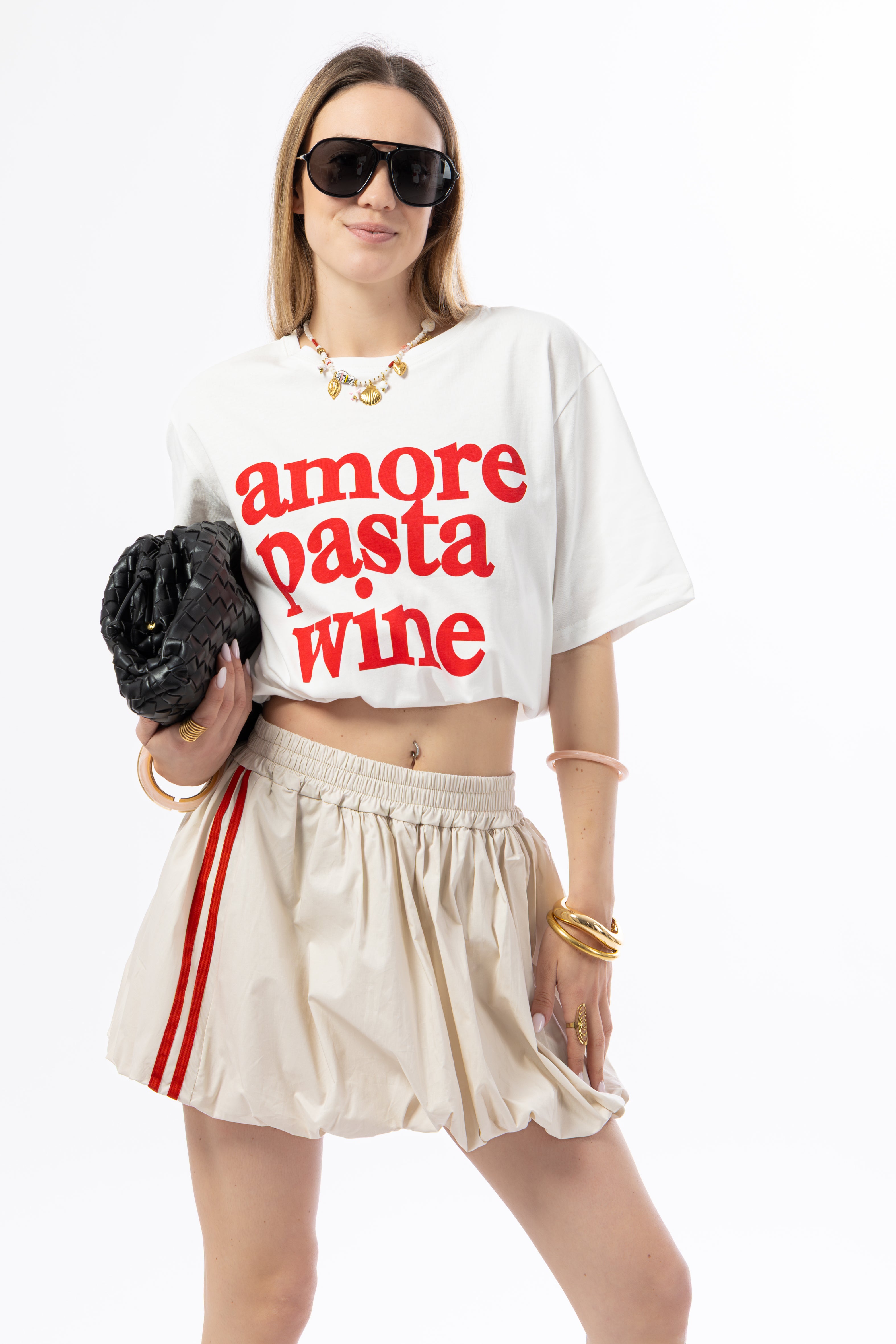 T-shirt over pasta