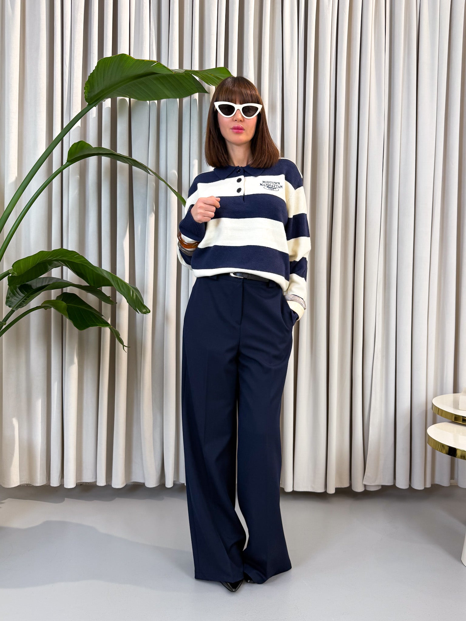 Pantalone a palazzo blu