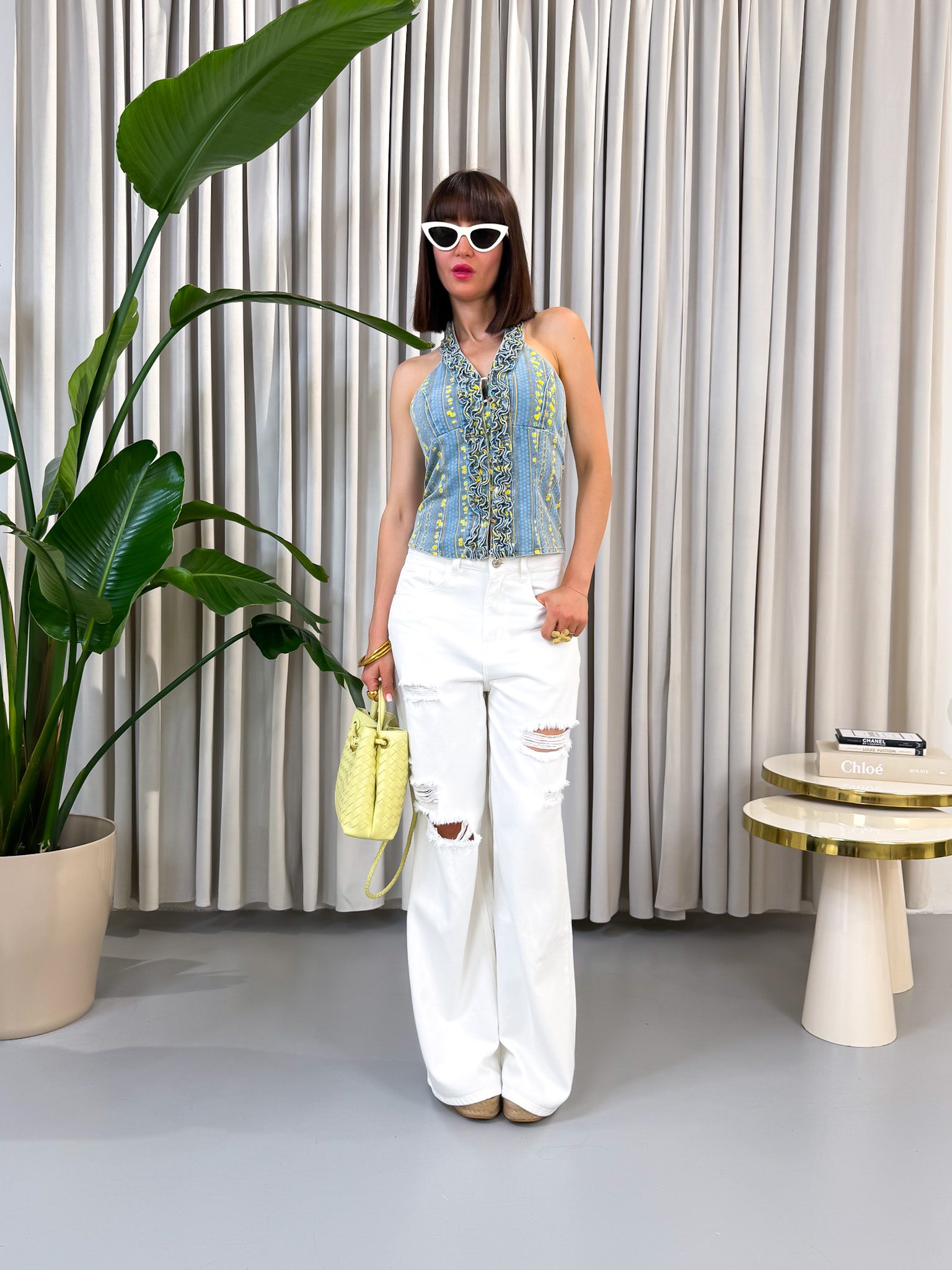 Jeans bianco a palazzo